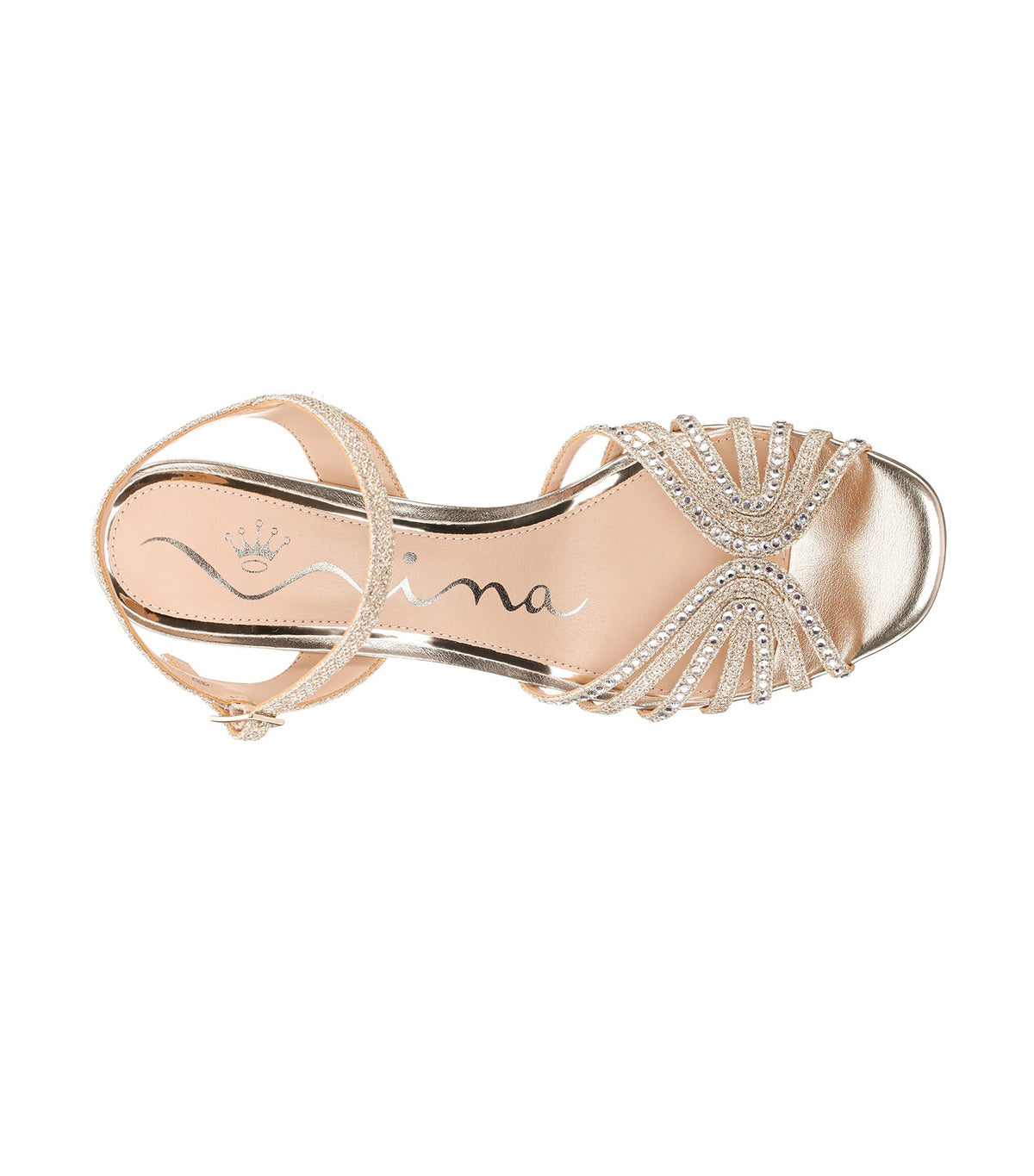 Bryna Ankle Strap Mid-Heel Sandals Gold