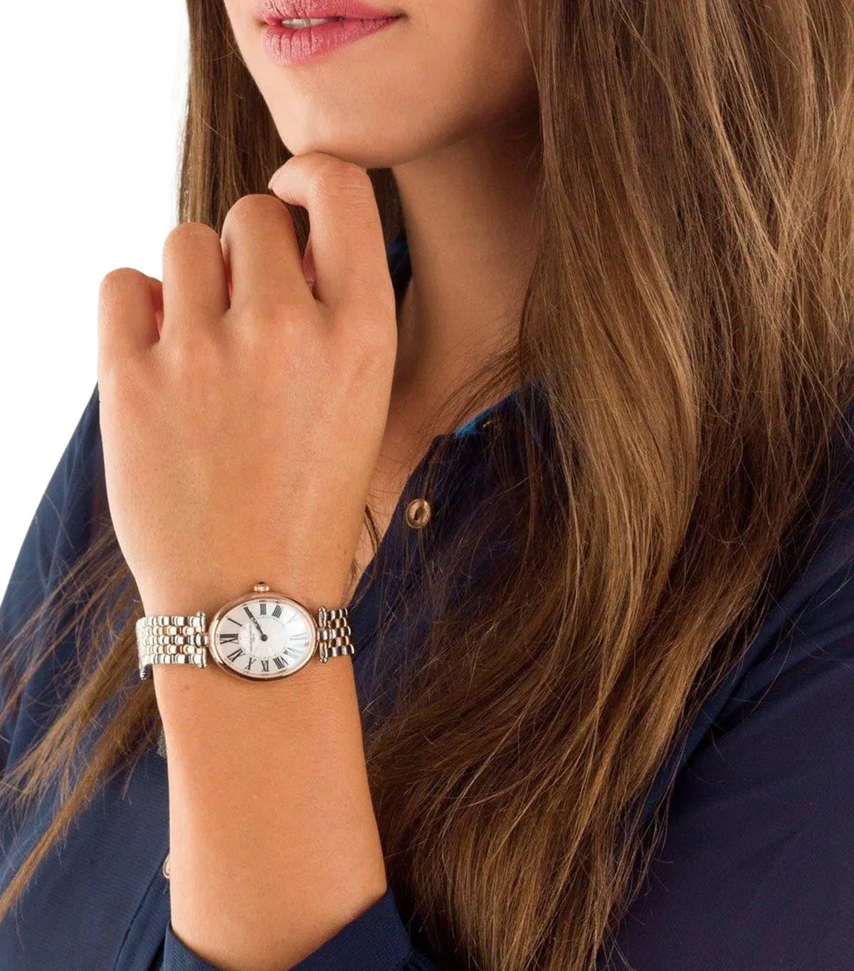 Art Deco Oval FC-200MPW2V2B Silver/Rose Gold