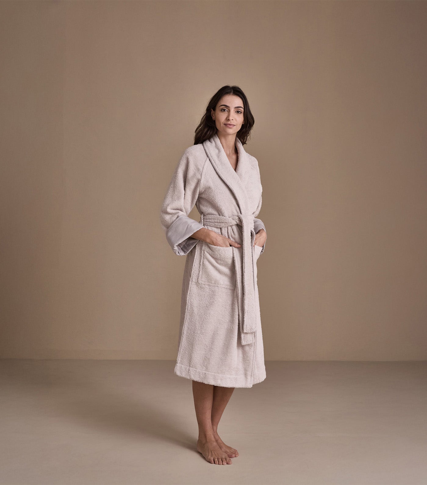 Unito Shawl Collar Bathrobe Gray Cliff