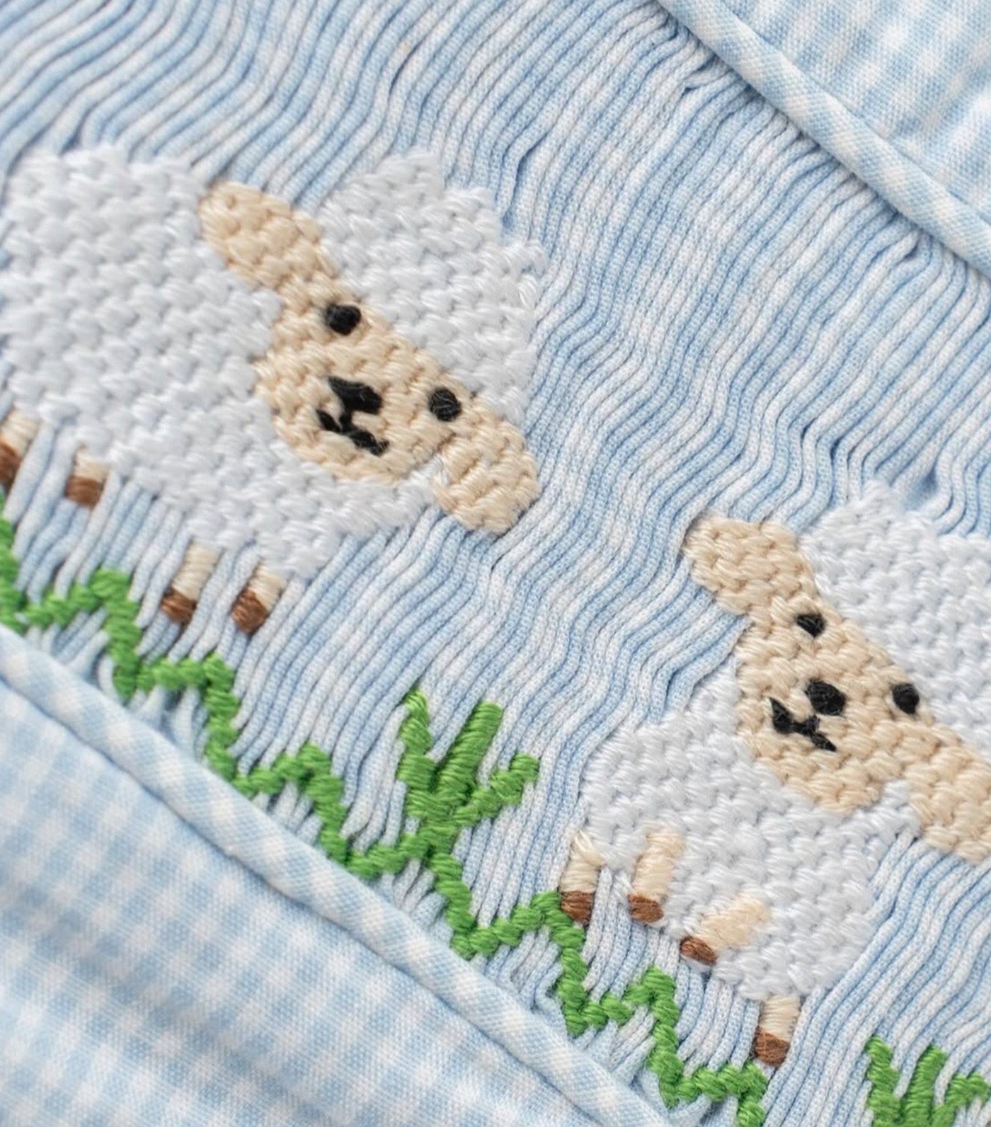 Boys Little Lamb Smocked Romper Light Blue