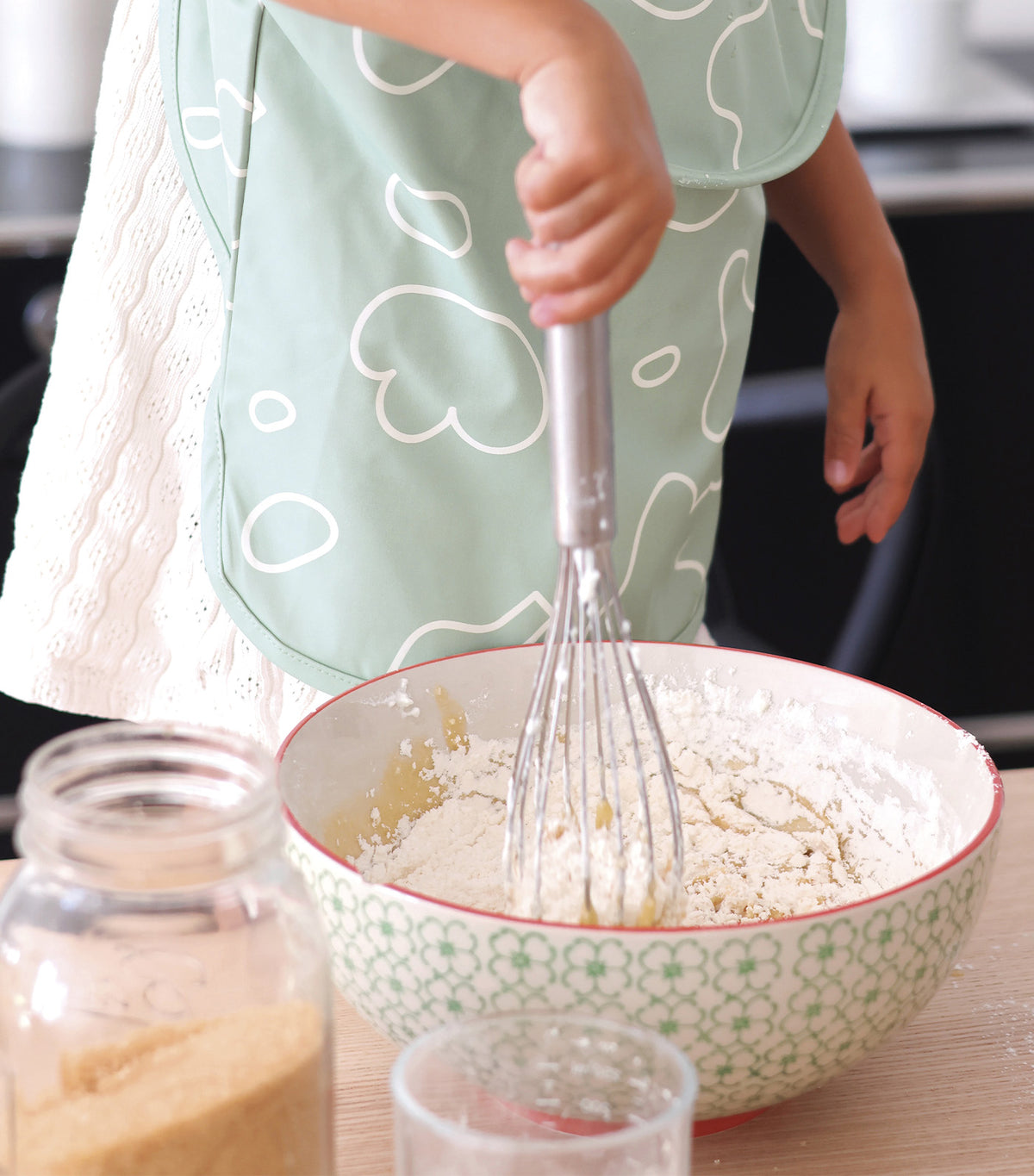2-in-1 Bib with Removable Sleeves Sage Green