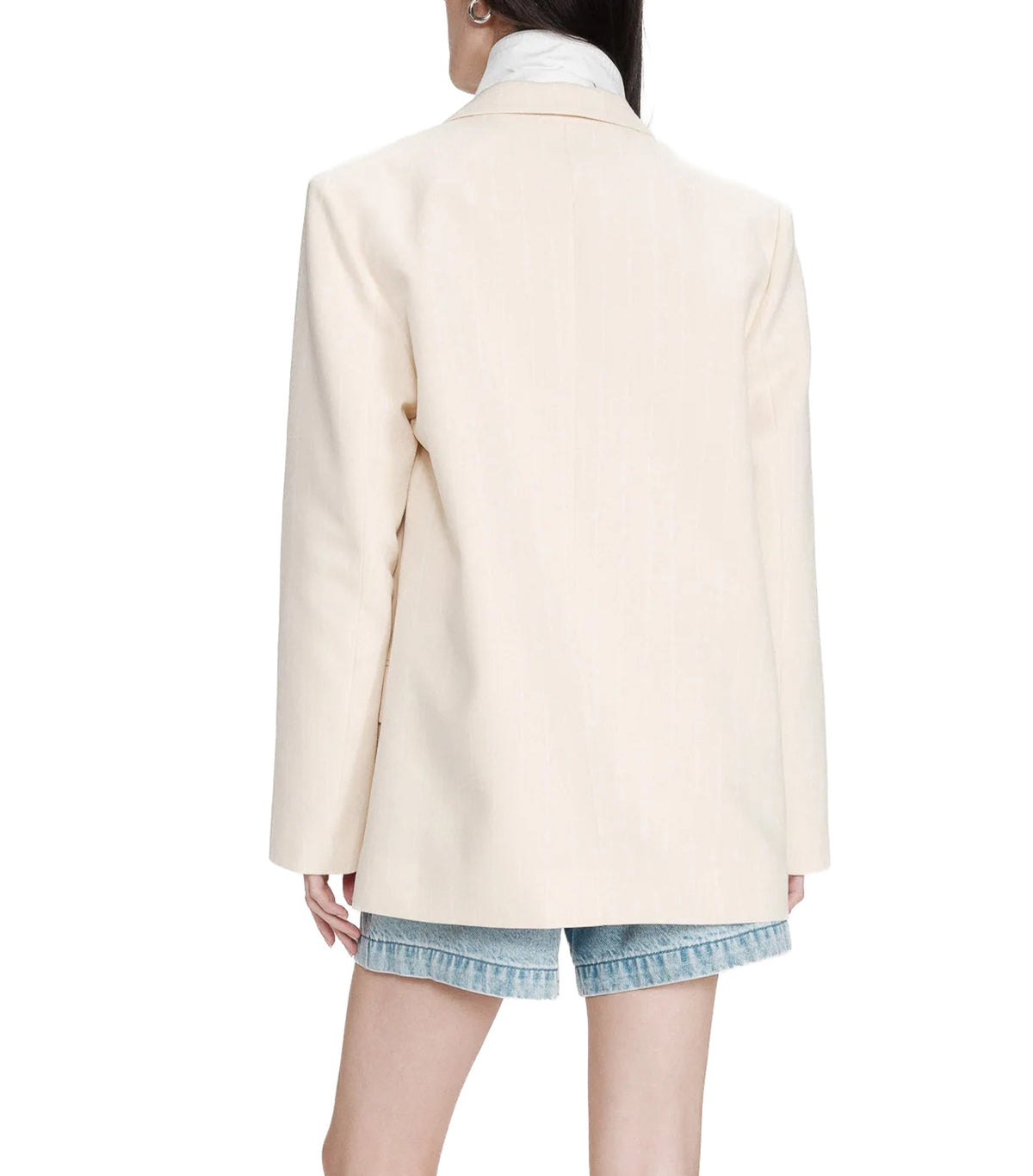 Velvet Striped Straight Blazer Vanilla