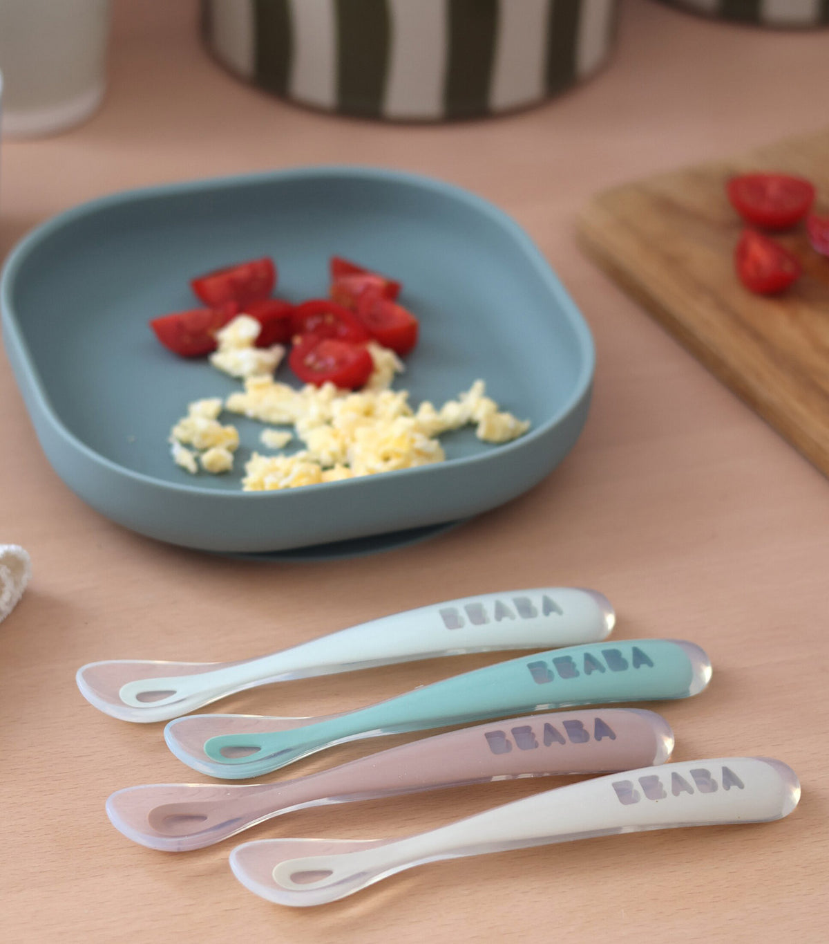 4-Piece 1st-Age Silicone Spoons Transparent/Natural