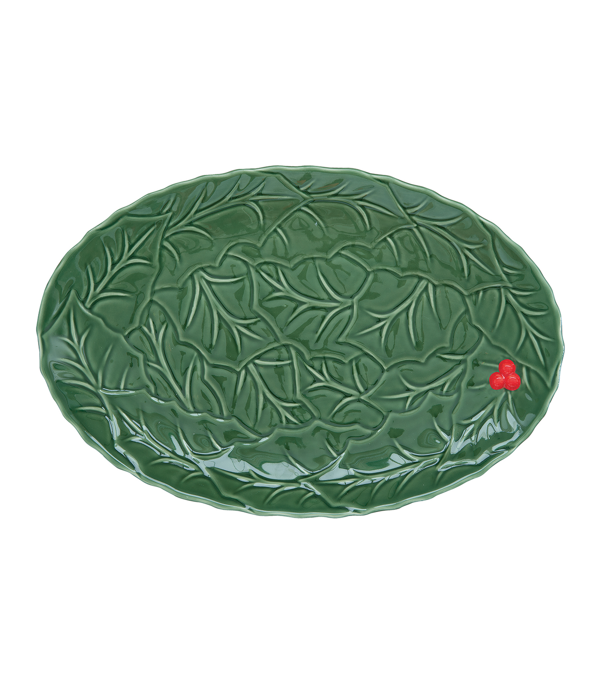 Holly & Berry Porcelain Serving Platter 36 cm Green