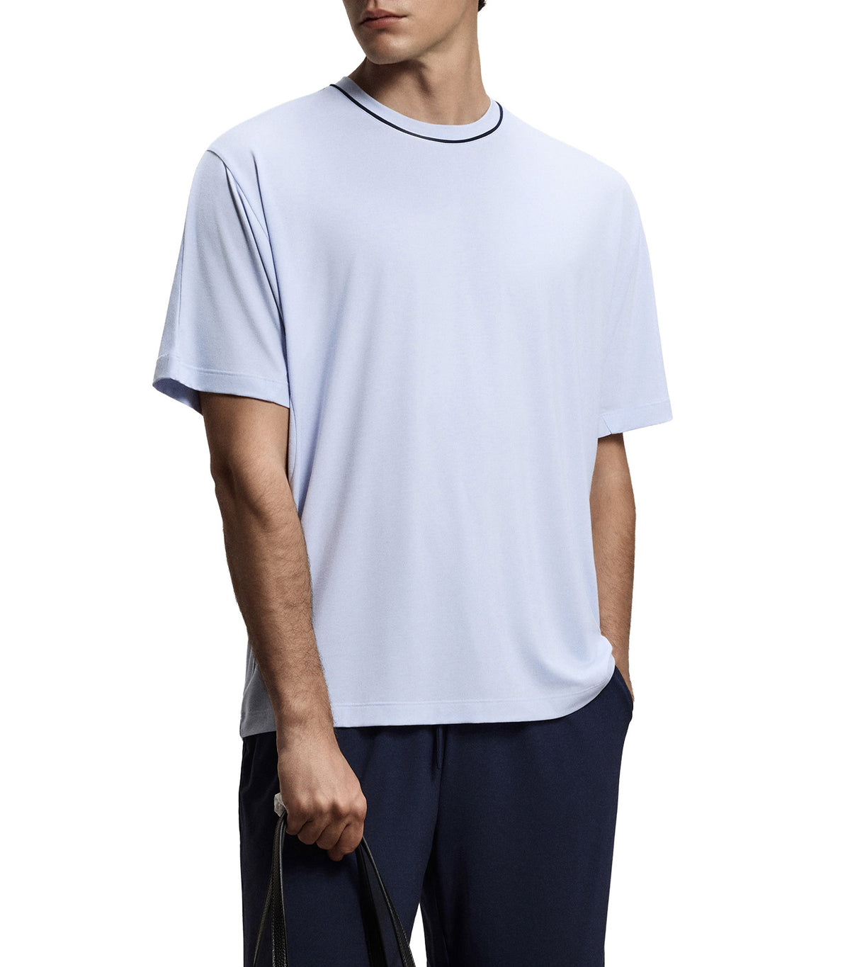 Men's Cooling Crewneck Short-Sleeve Cooling Loungewear Set Blue