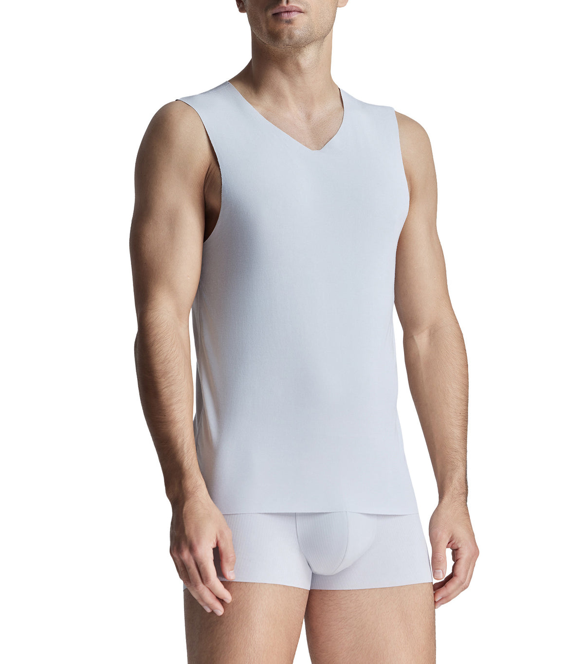 Seamless Wide Shoulder Tank Top Light Gray