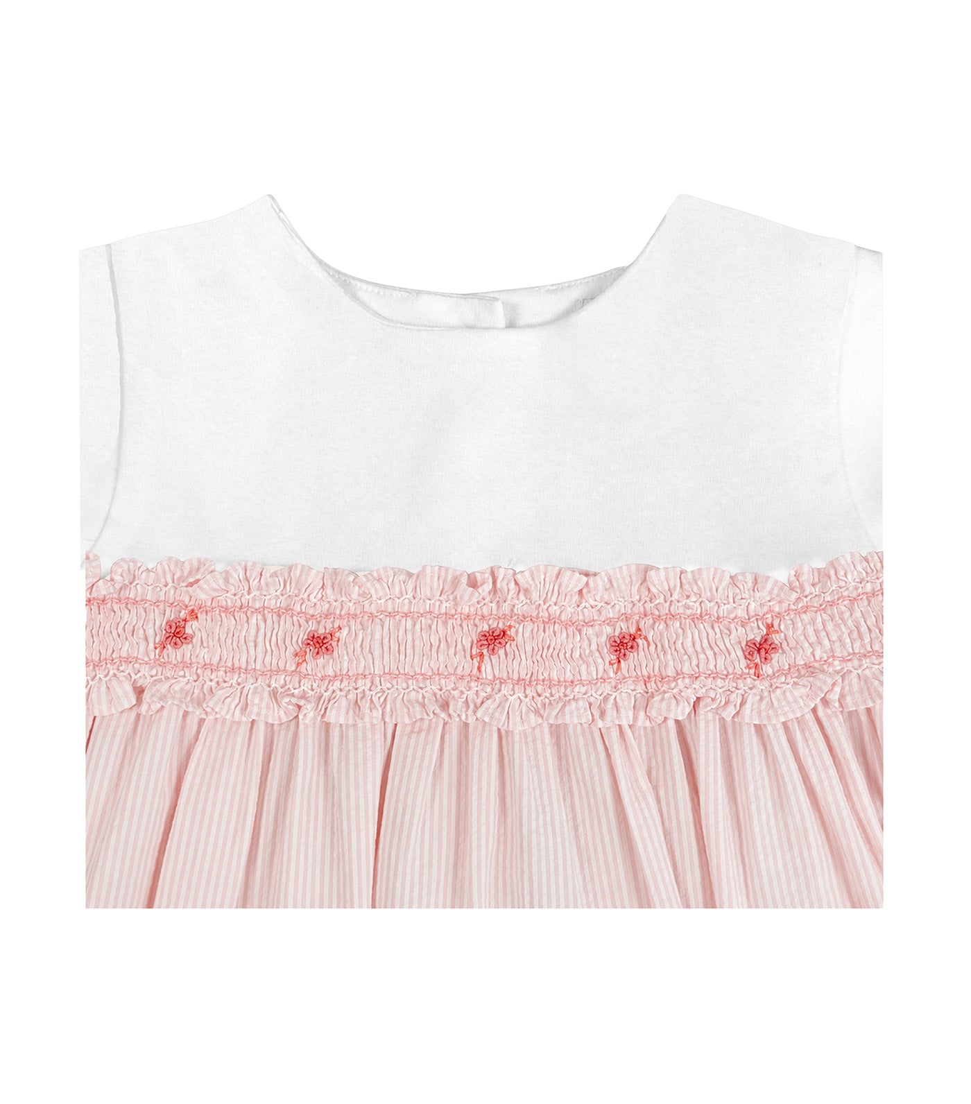 Margaery Girls Striped Smocked Dress Pink