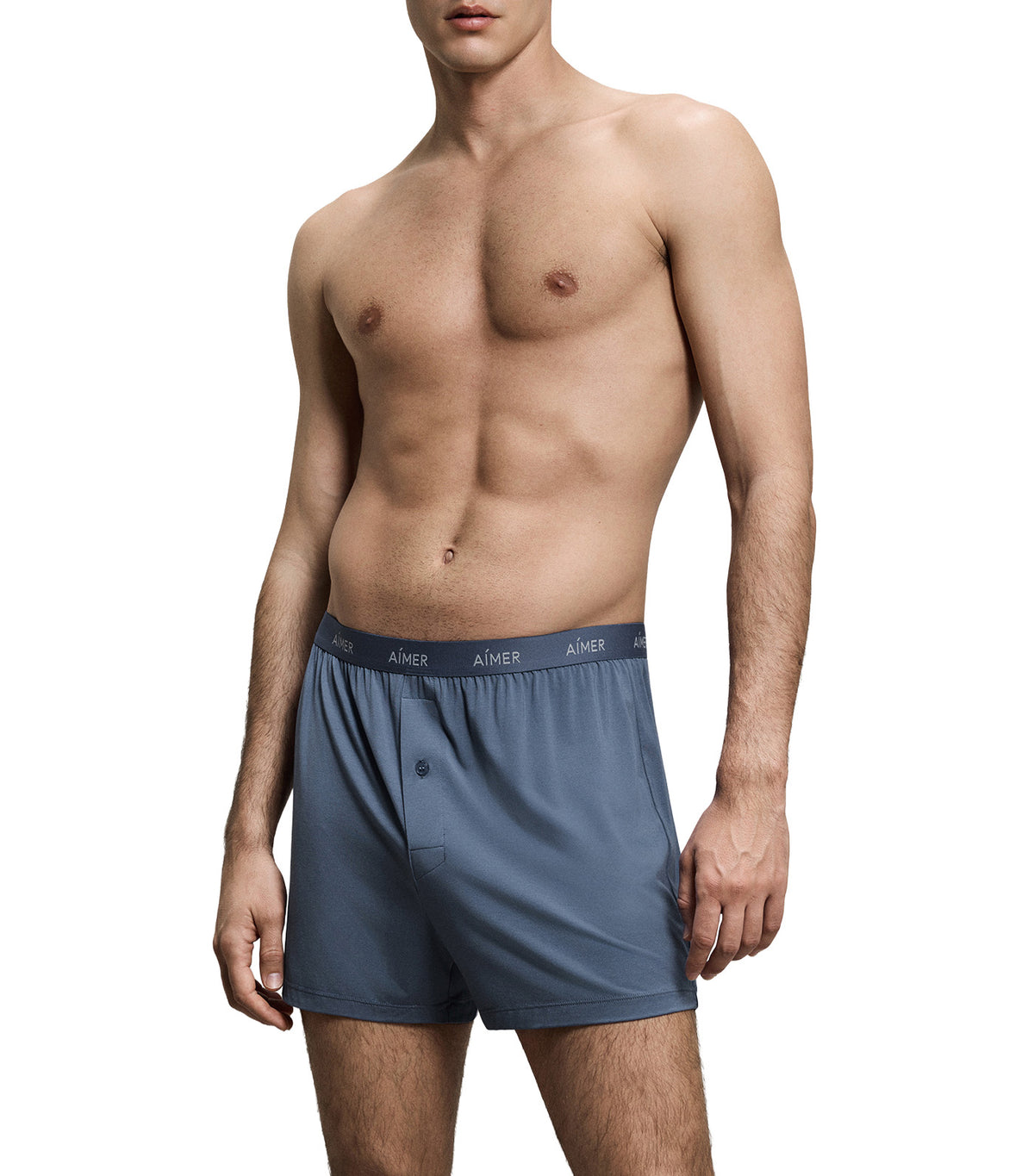 Men's Modal Elastic-Waistband Boxer Blue
