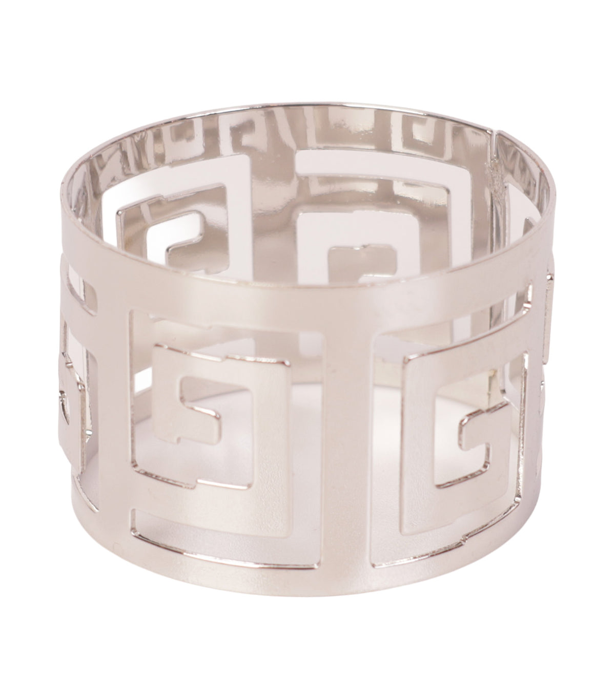 Green Key Set of 4 Napkin Rings Rectangular Silver