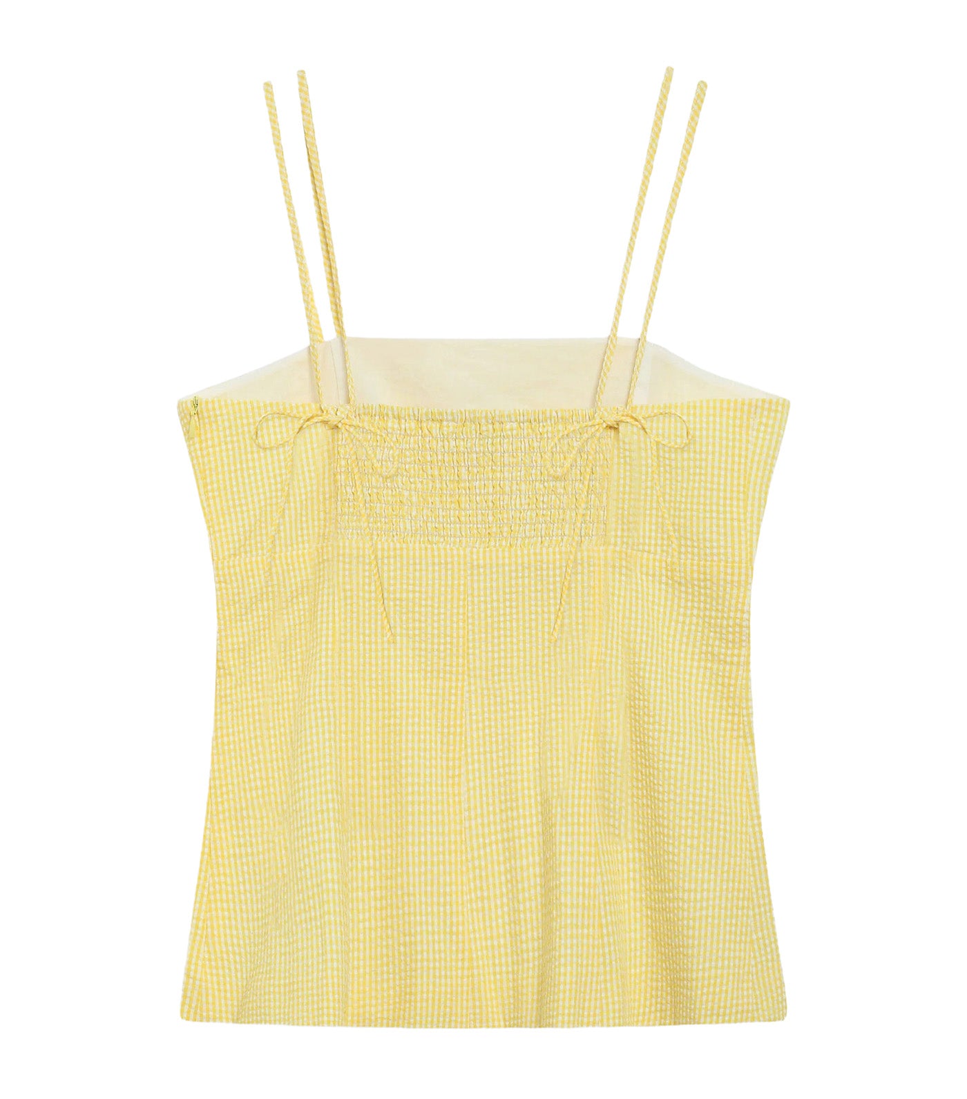 Wynel Fitted Gingham Cotton Square-Neck Top Yellow