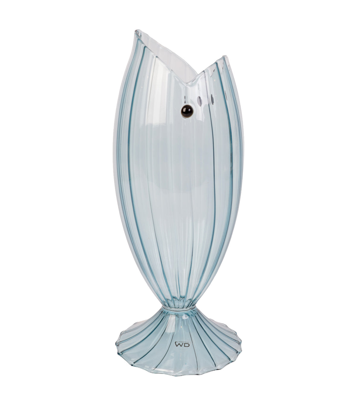 Monterey Pleated Design Fish-Shaped Glass Carafe, Light Blue