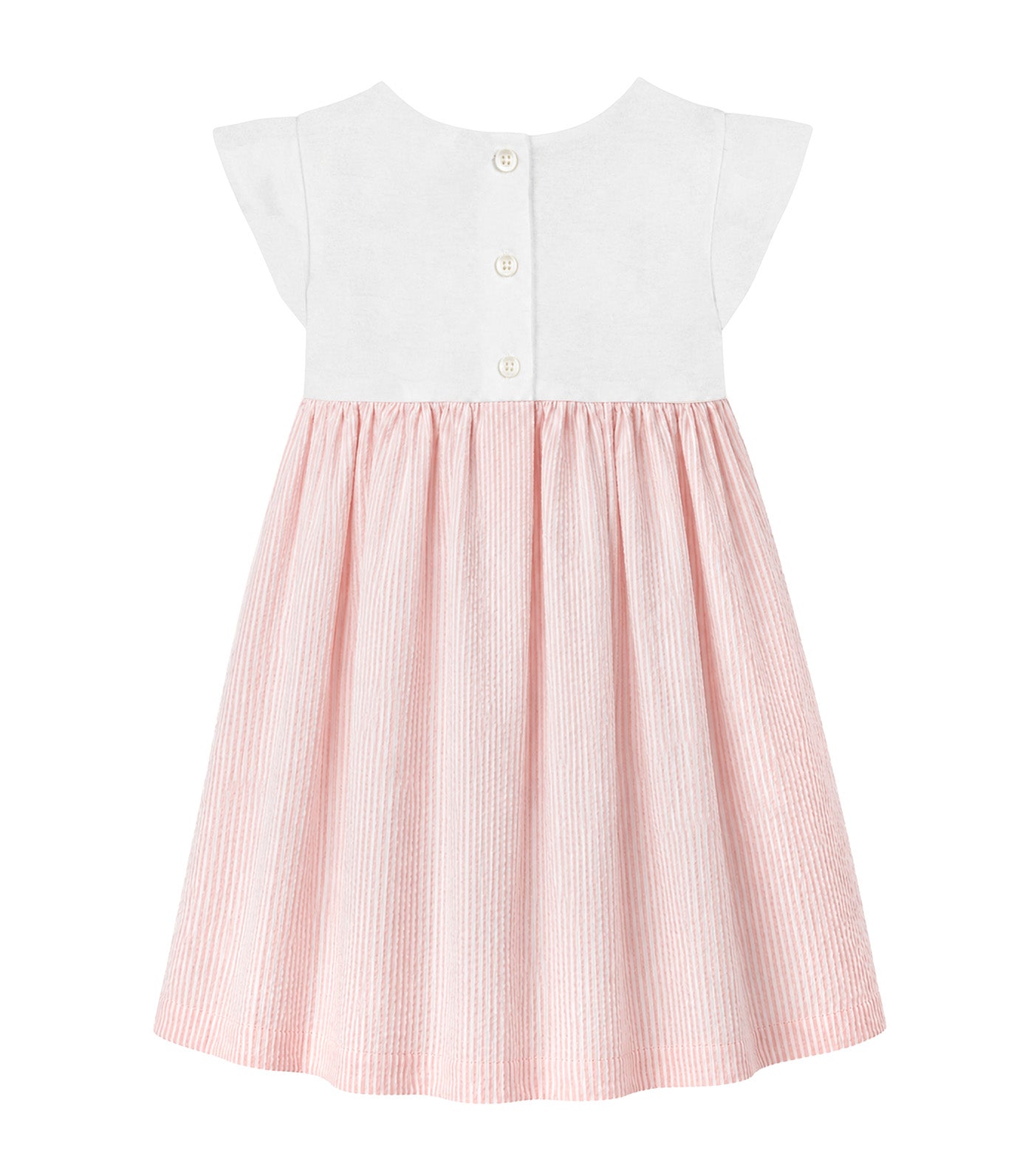 Margaery Girls Striped Smocked Dress Pink