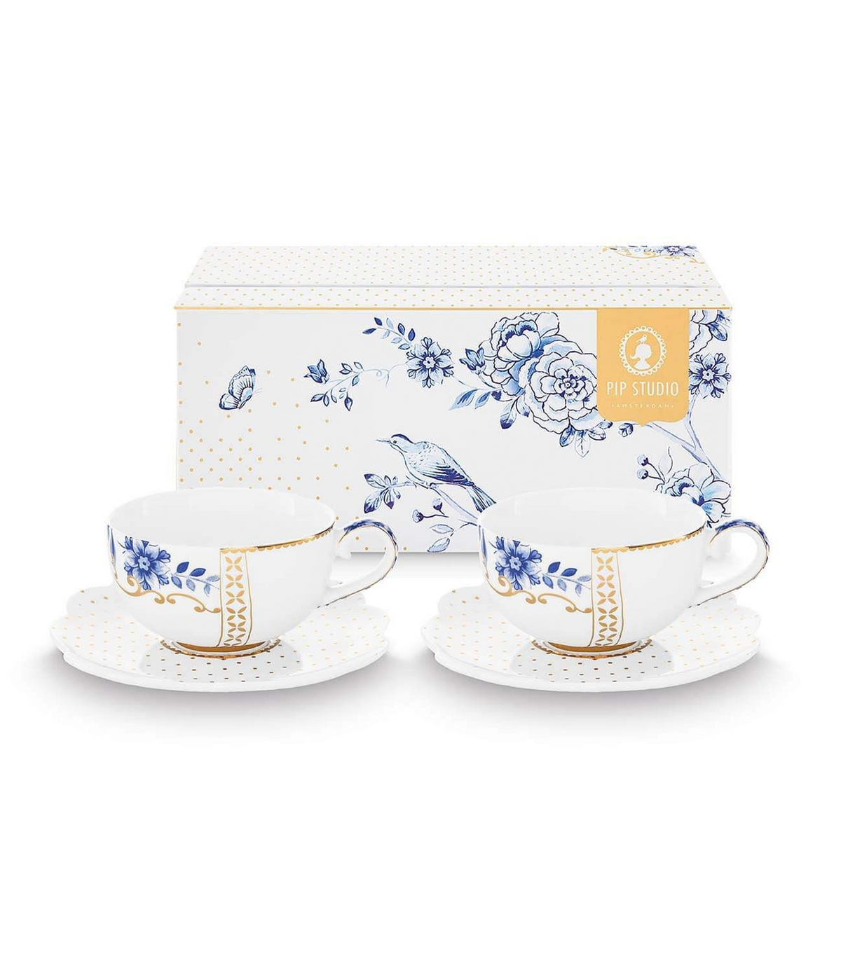 Royal White Espresso Cups and Saucers, Set of 2