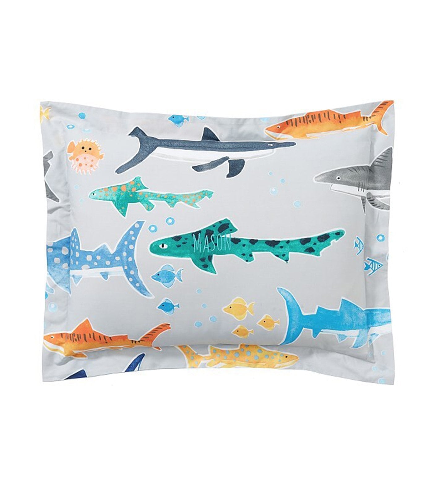 pottery barn kids organic shark party pillow sham