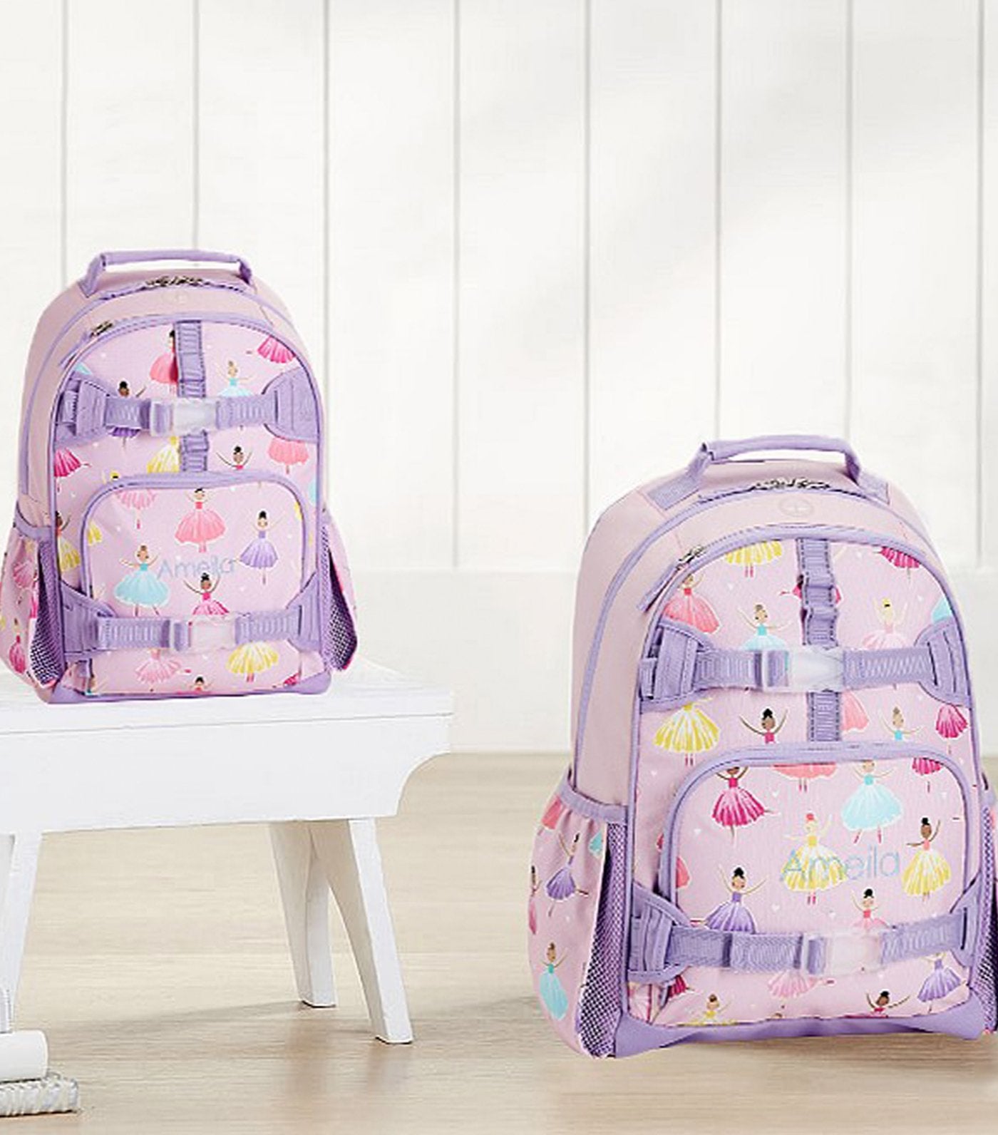 pottery barn kids mackenzie pink ballet glow-in-the-dark backpacks