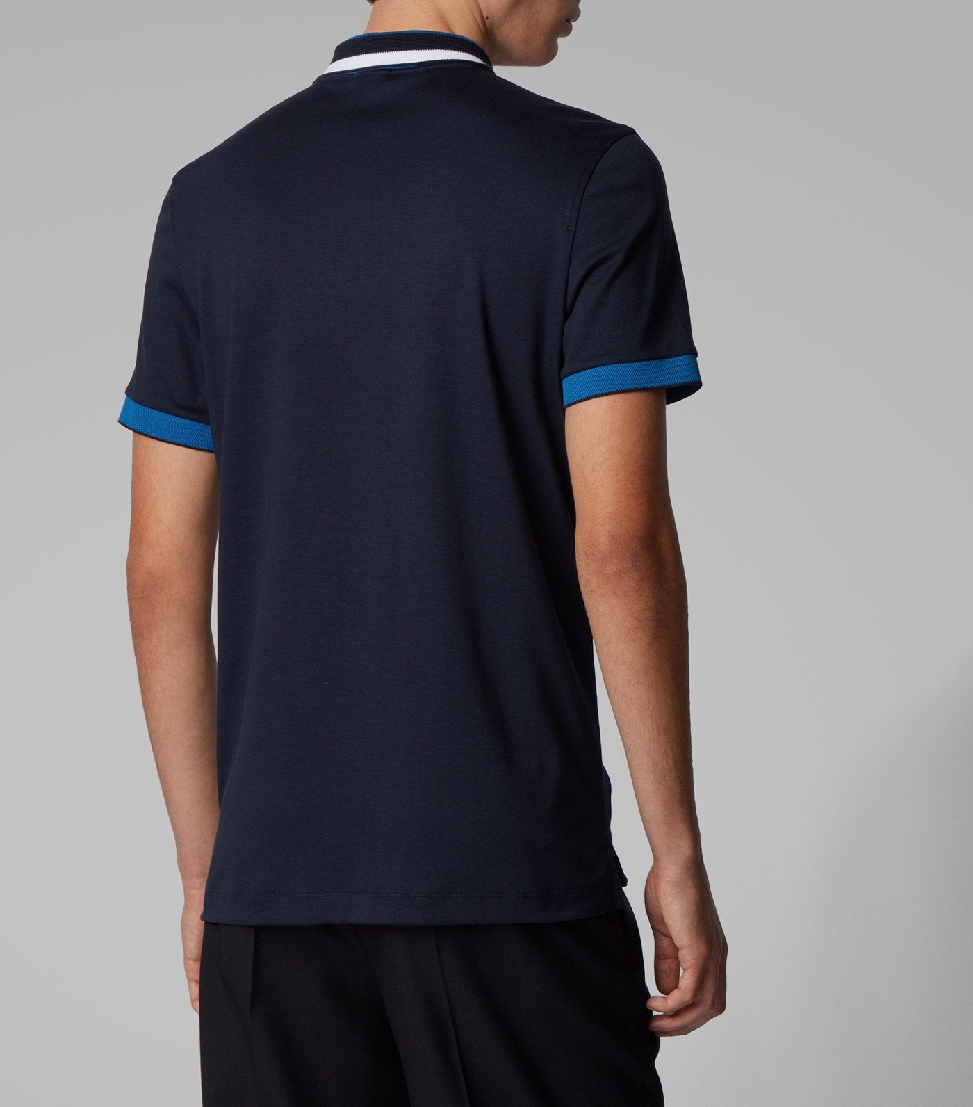 Phillipson 67 Striped Collar Polo Shirt Dark Blue