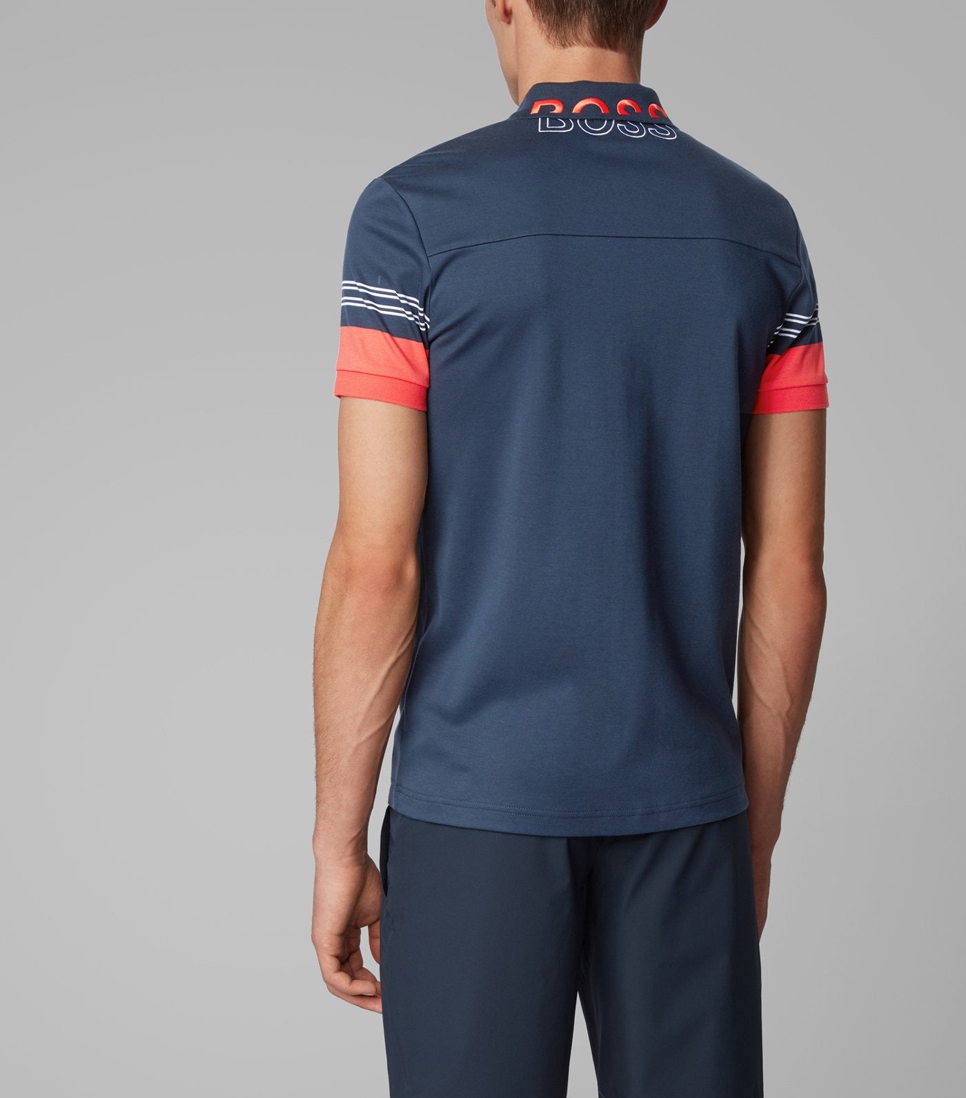 Paule 1 Engineered-Stripe Sleeves Polo Shirt Dark Blue