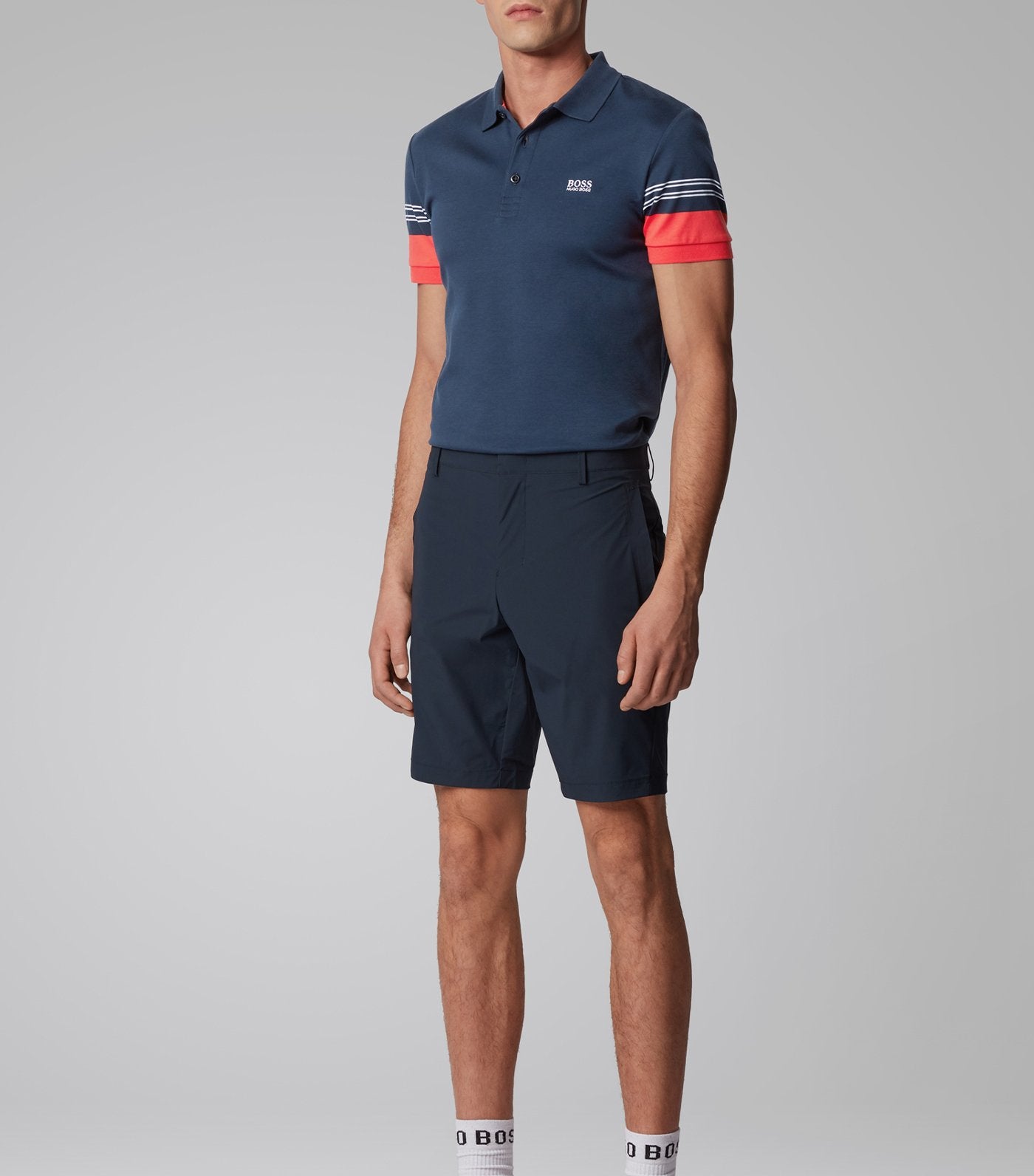 Paule 1 Engineered-Stripe Sleeves Polo Shirt Dark Blue