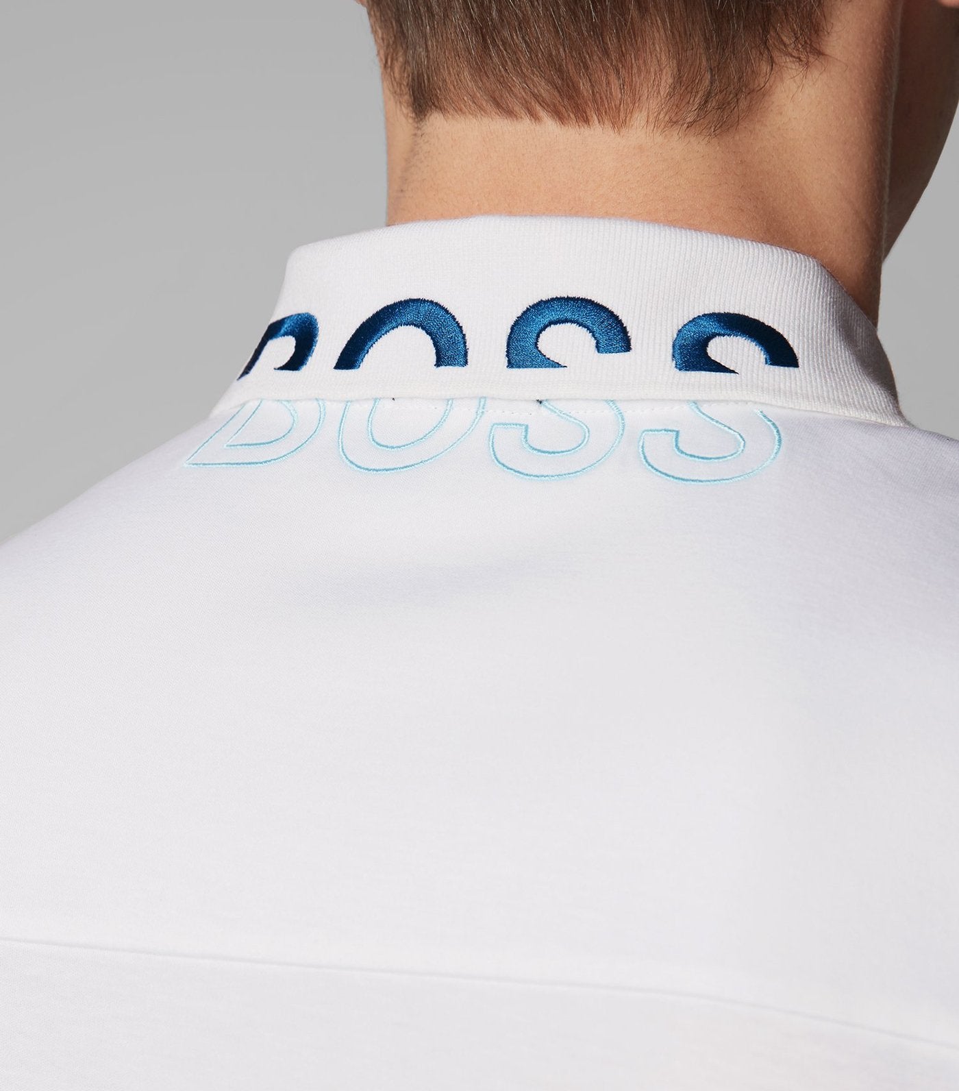 Paule 1 Engineered-Stripe Sleeves Polo Shirt White