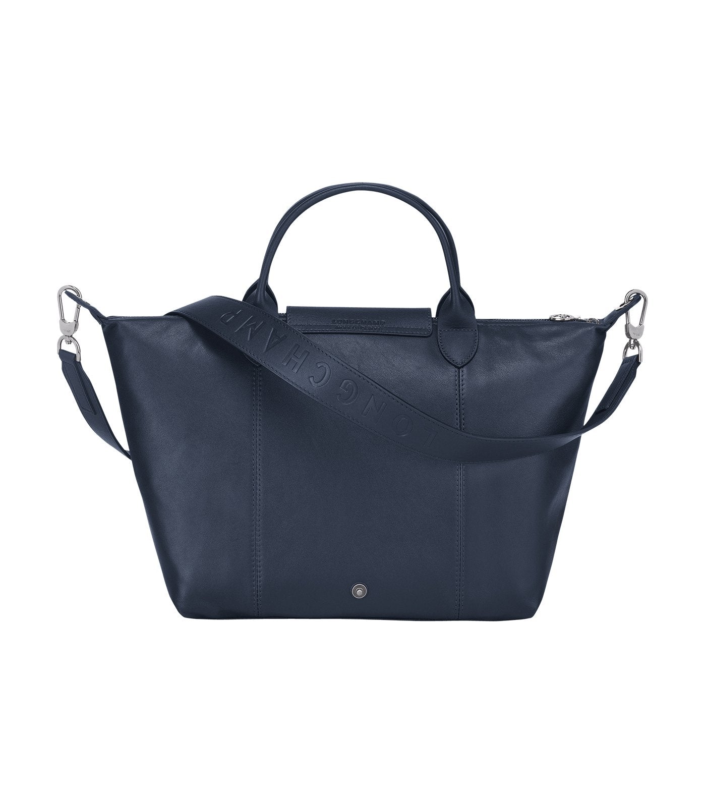 Le Pliage Cuir Top-Handle Bag M Navy