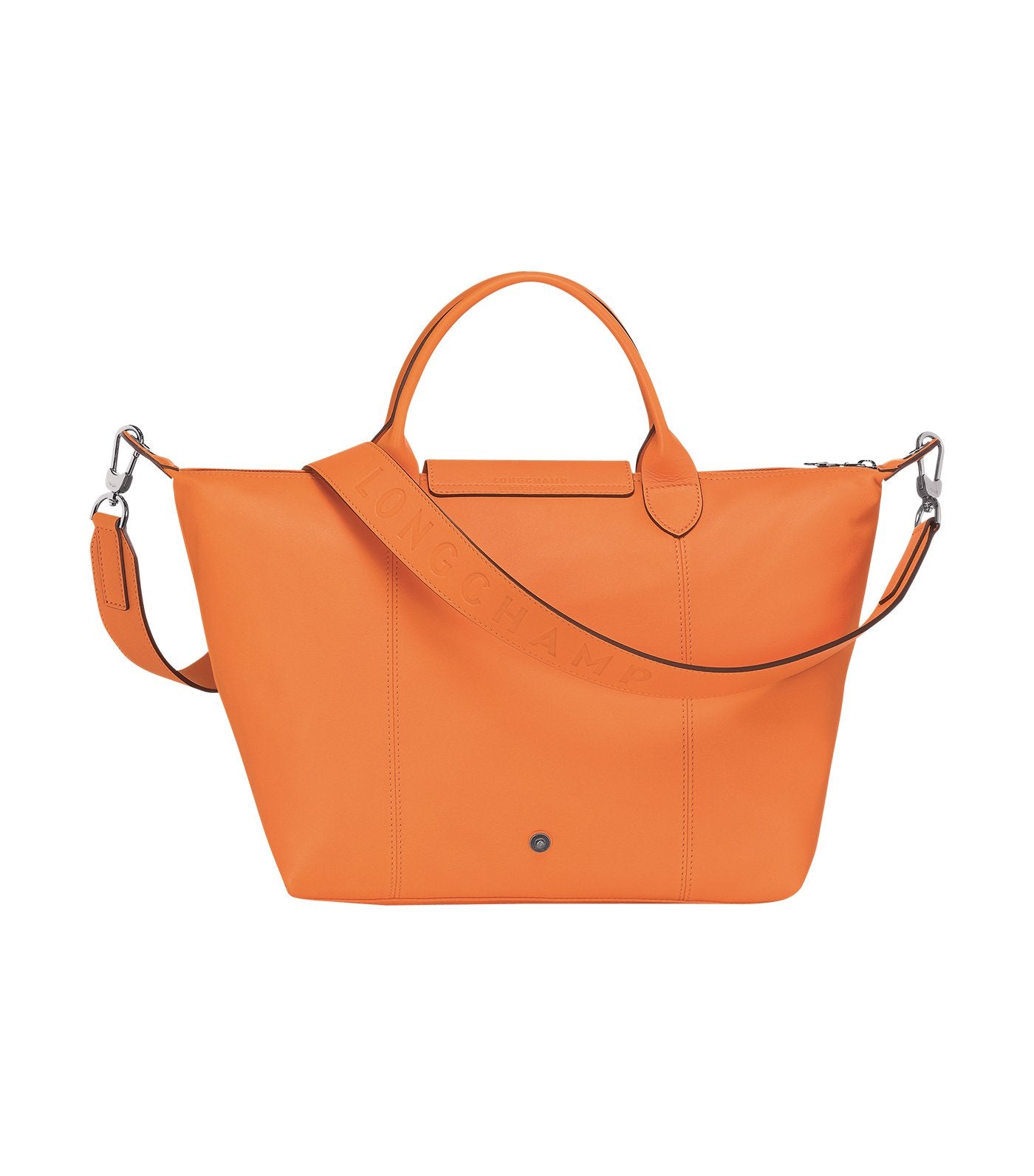 Le Pliage Cuir Top Handle Bag M Orange