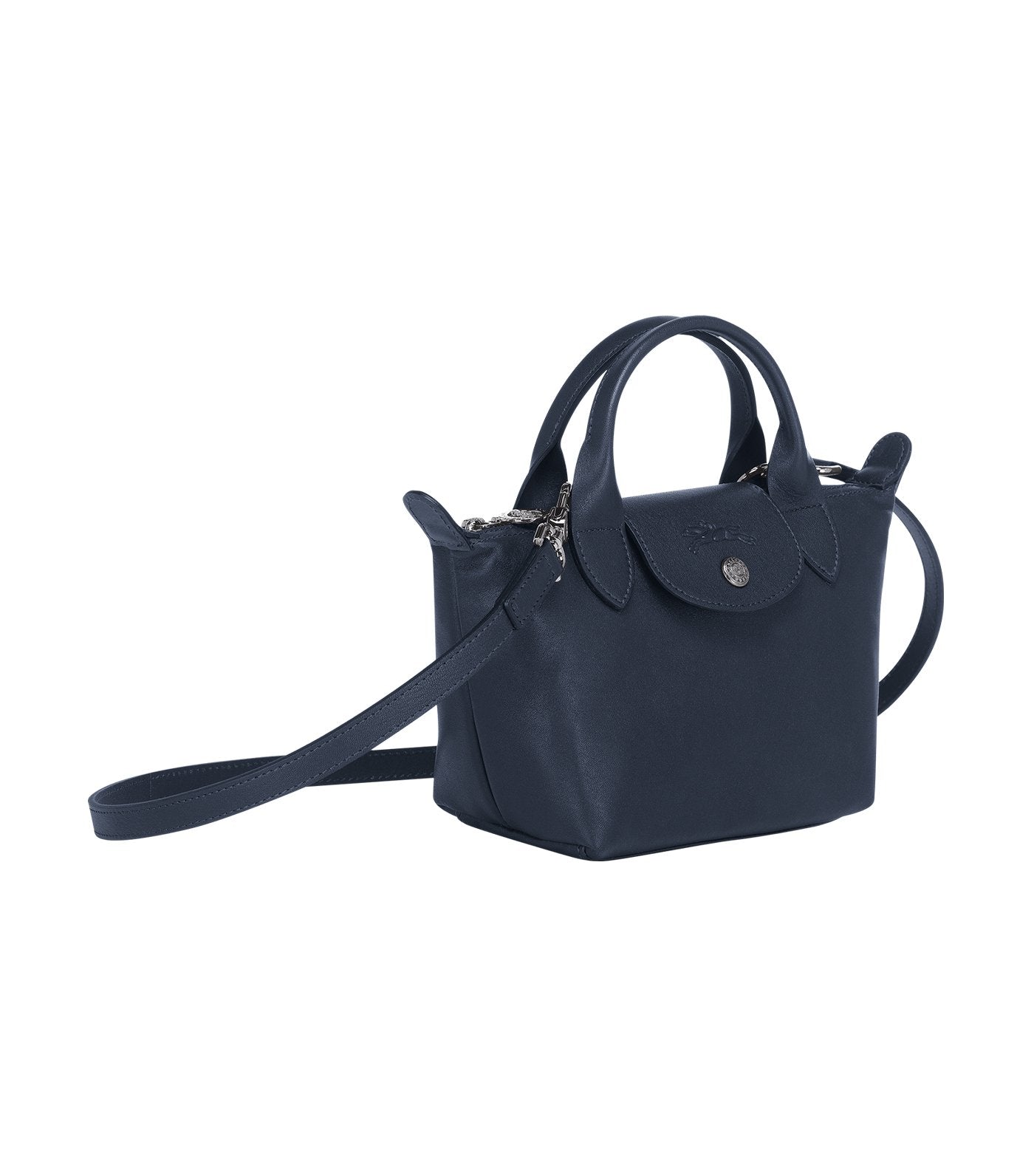 Le Pliage Cuir Top-Handle Bag Mini Navy