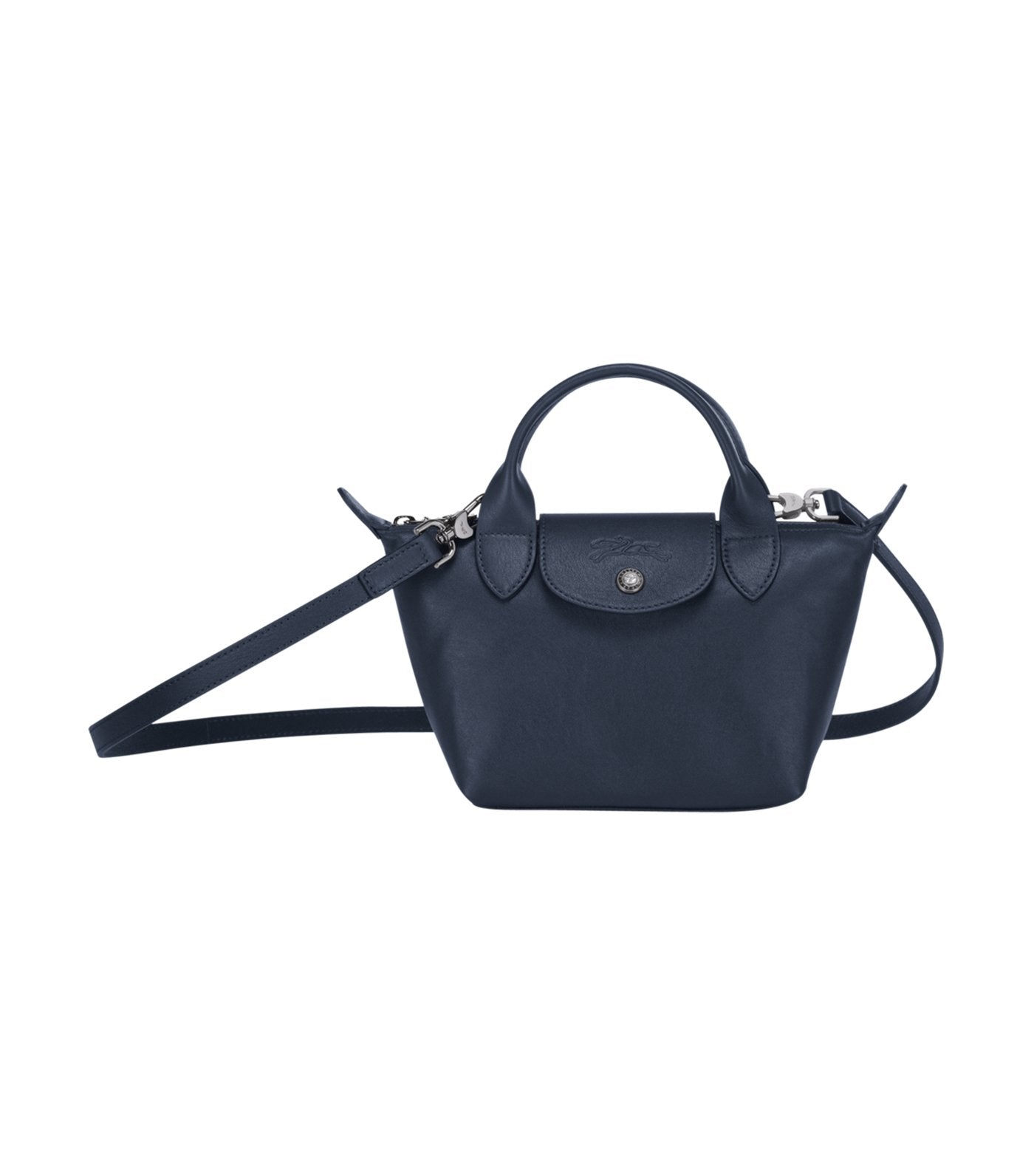 Le Pliage Cuir Top-Handle Bag Mini Navy