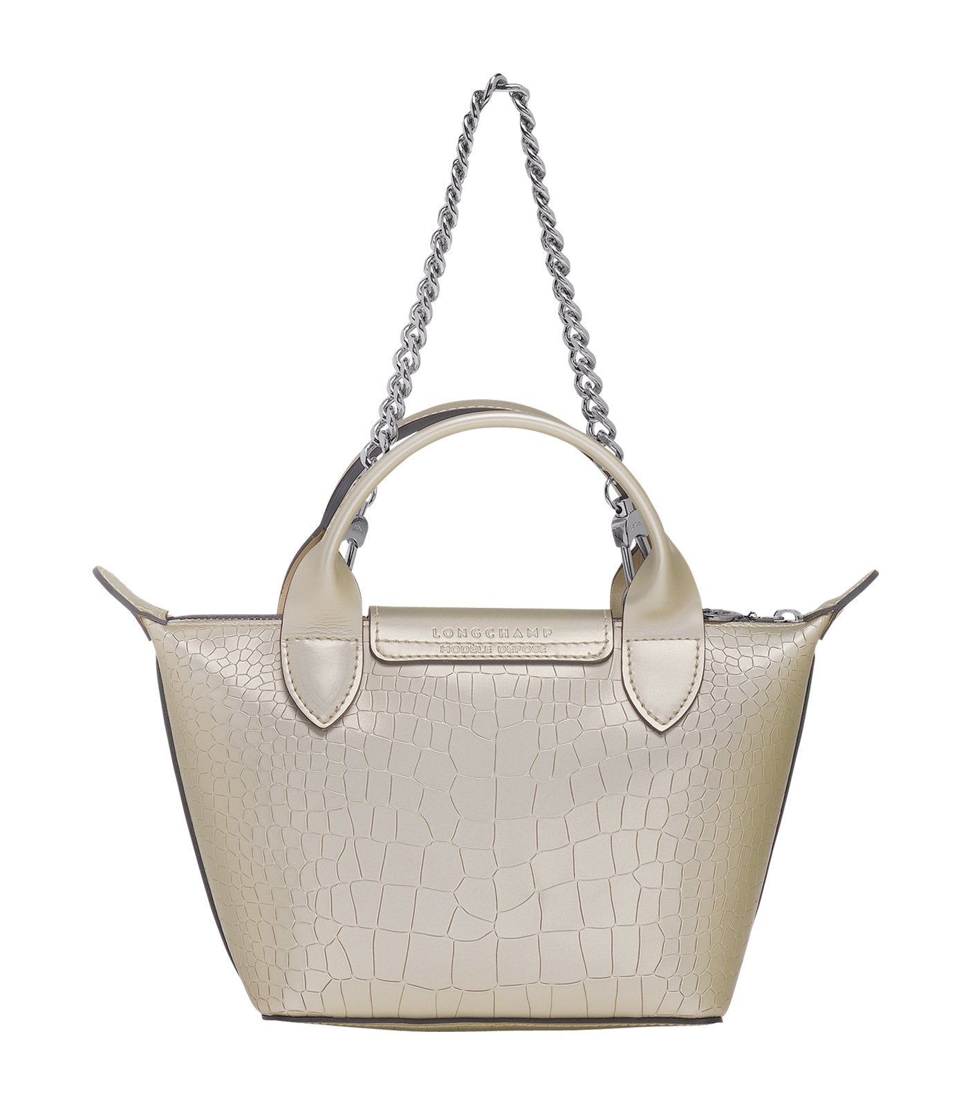 Le Pliage Cuir Top-Handle Bag Mini Platinum