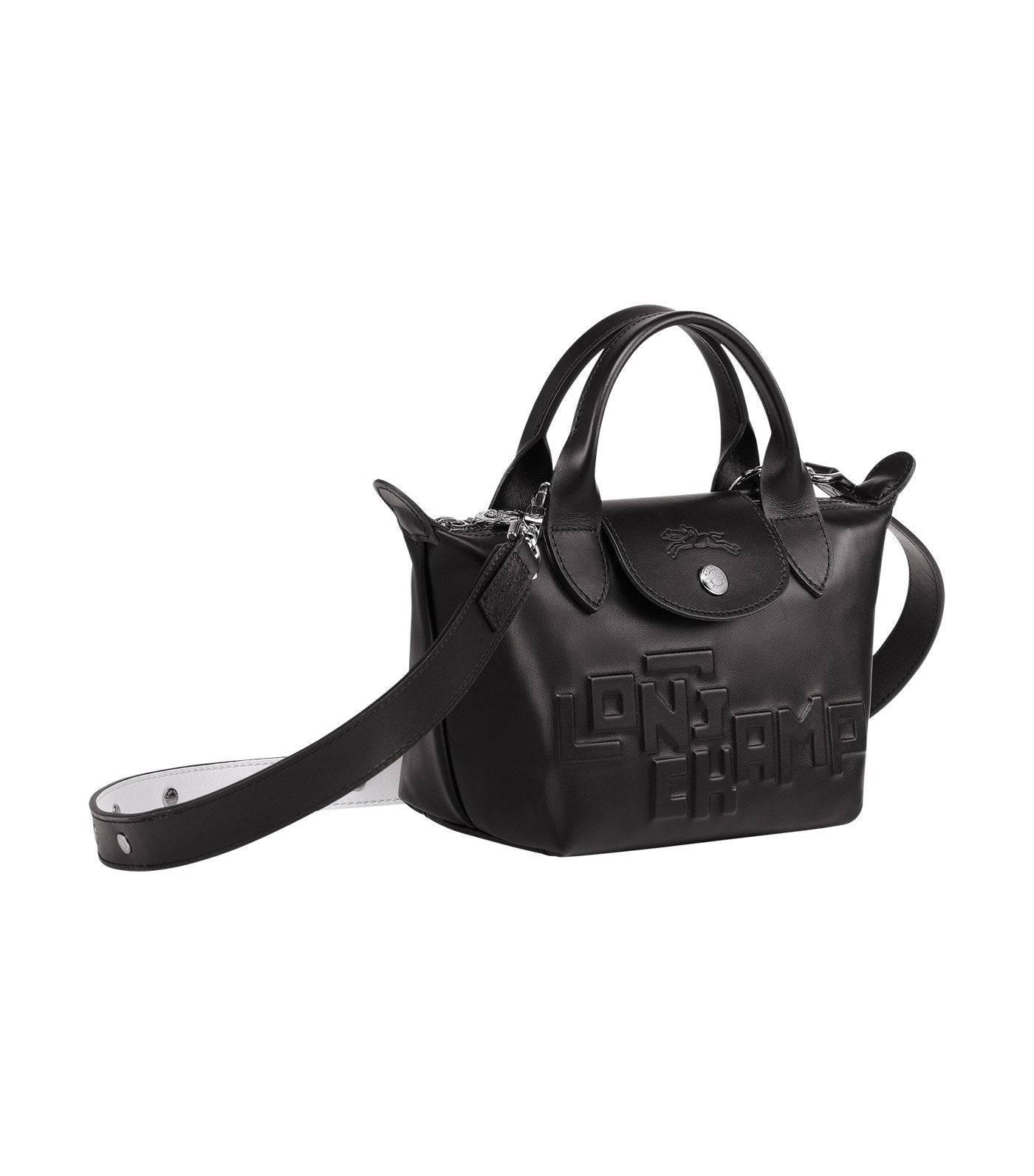 Le Pliage Cuir Estampe Top-Handle Bag Mini Black