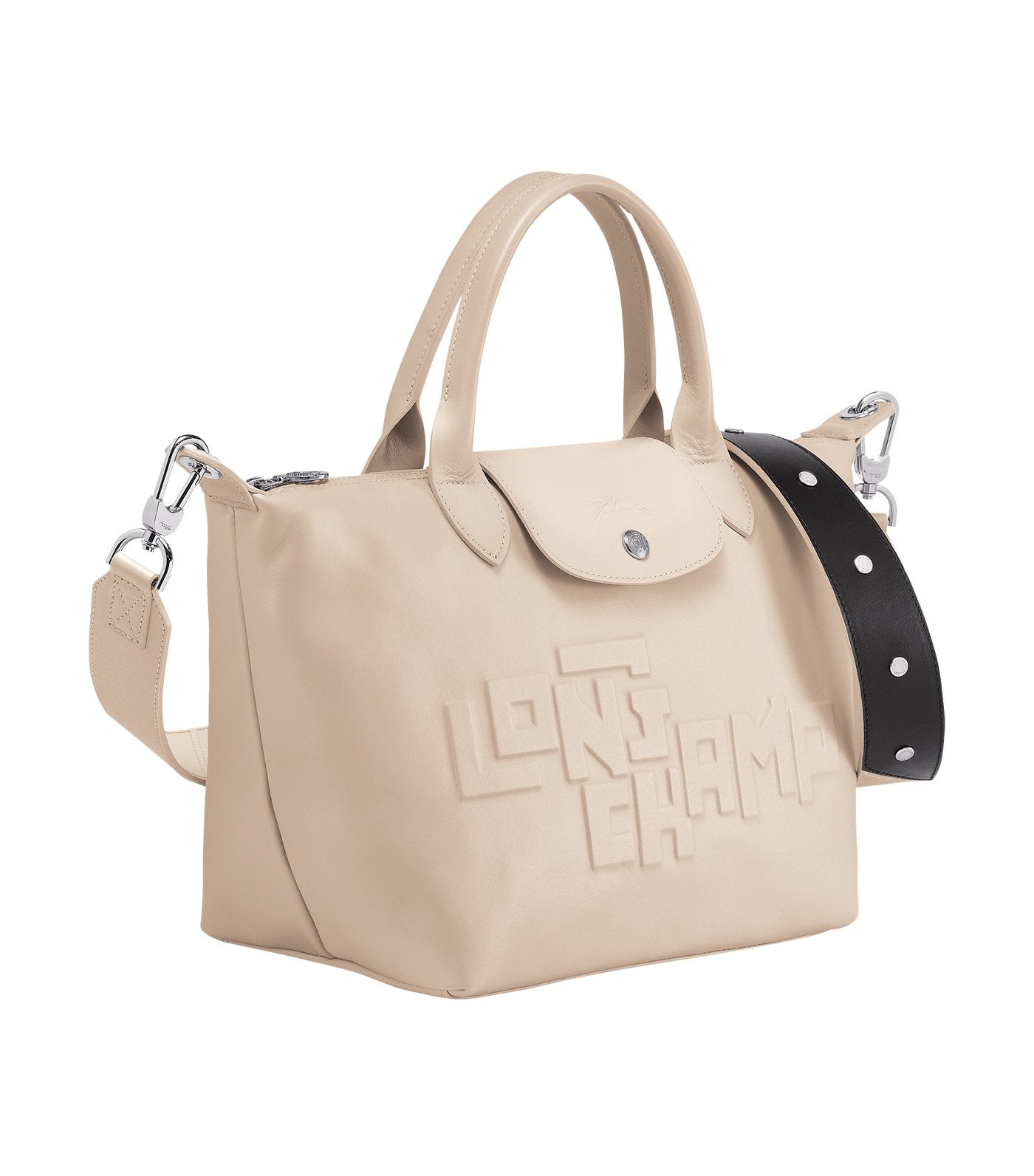 Le Pliage Cuir Estampe Top-Handle Bag S Chalk