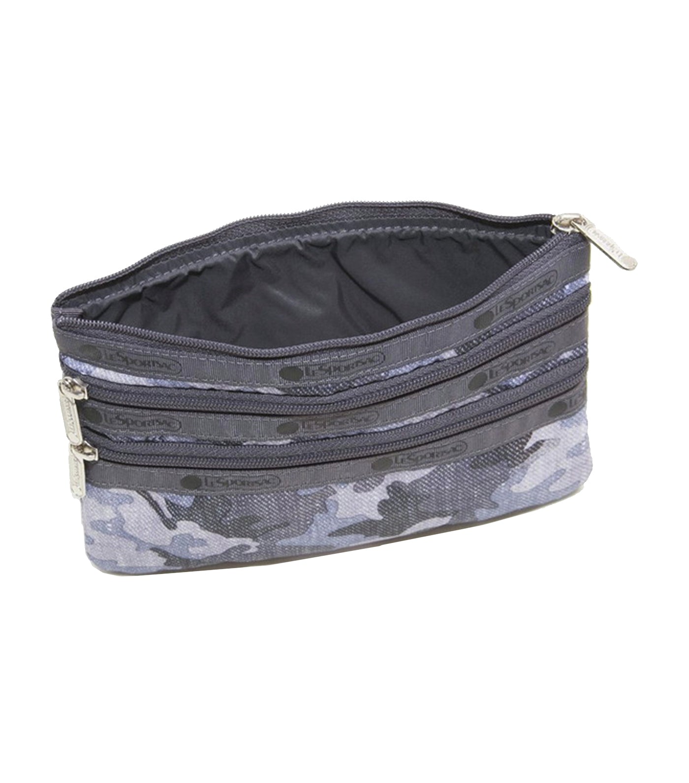 3-Zip Cosmetic Case Camo Canvas Indigo