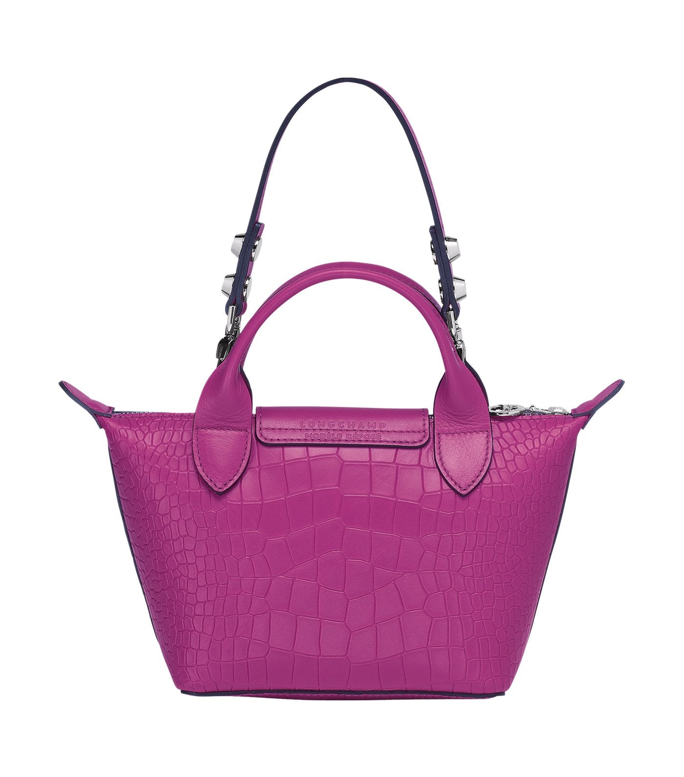 Le Mini Pliage Cuir Croco Top Handle Bag Fuchsia