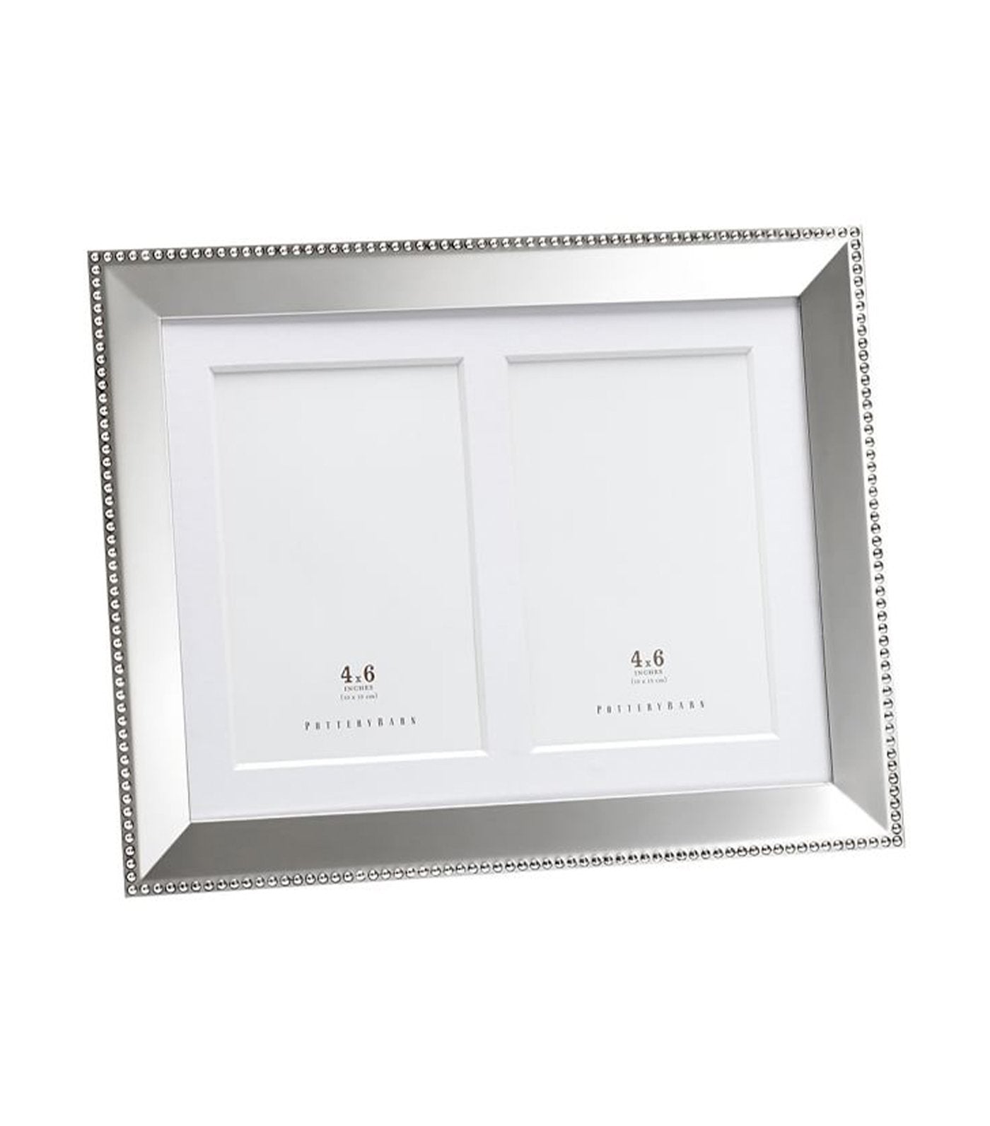 Pottery Barn Beaded Silver-Plated Multiple Opening Picture Frame - 4"x6"