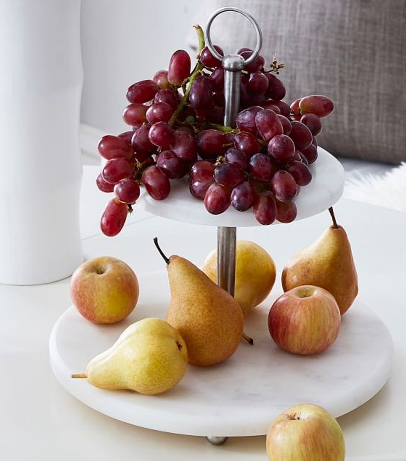 White Marble Pewter Tiered Stand