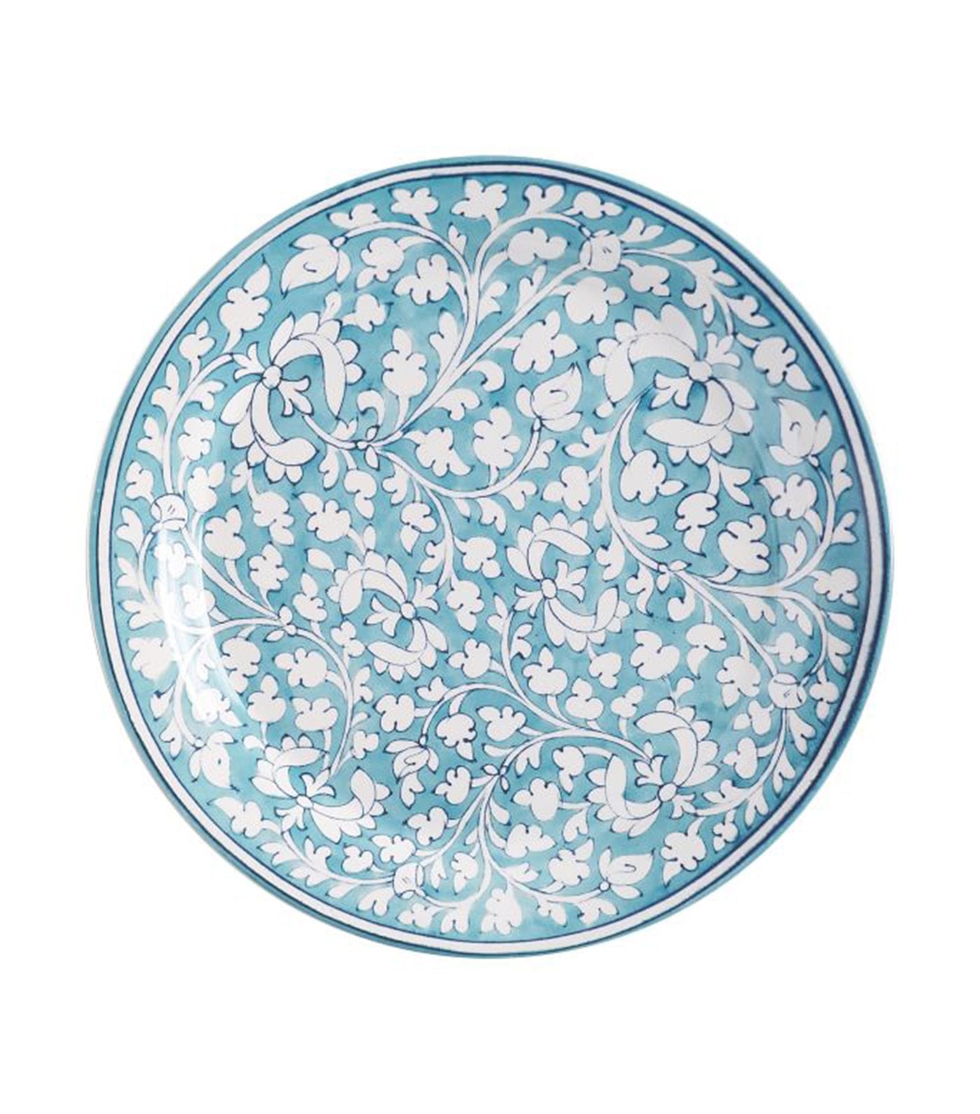 Pottery Barn Ava Floral Dinner Plate - Turquoise