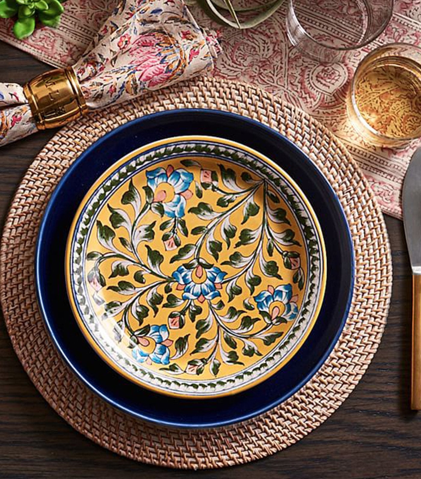 Pottery Barn Ava Floral Salad Plate - Yellow