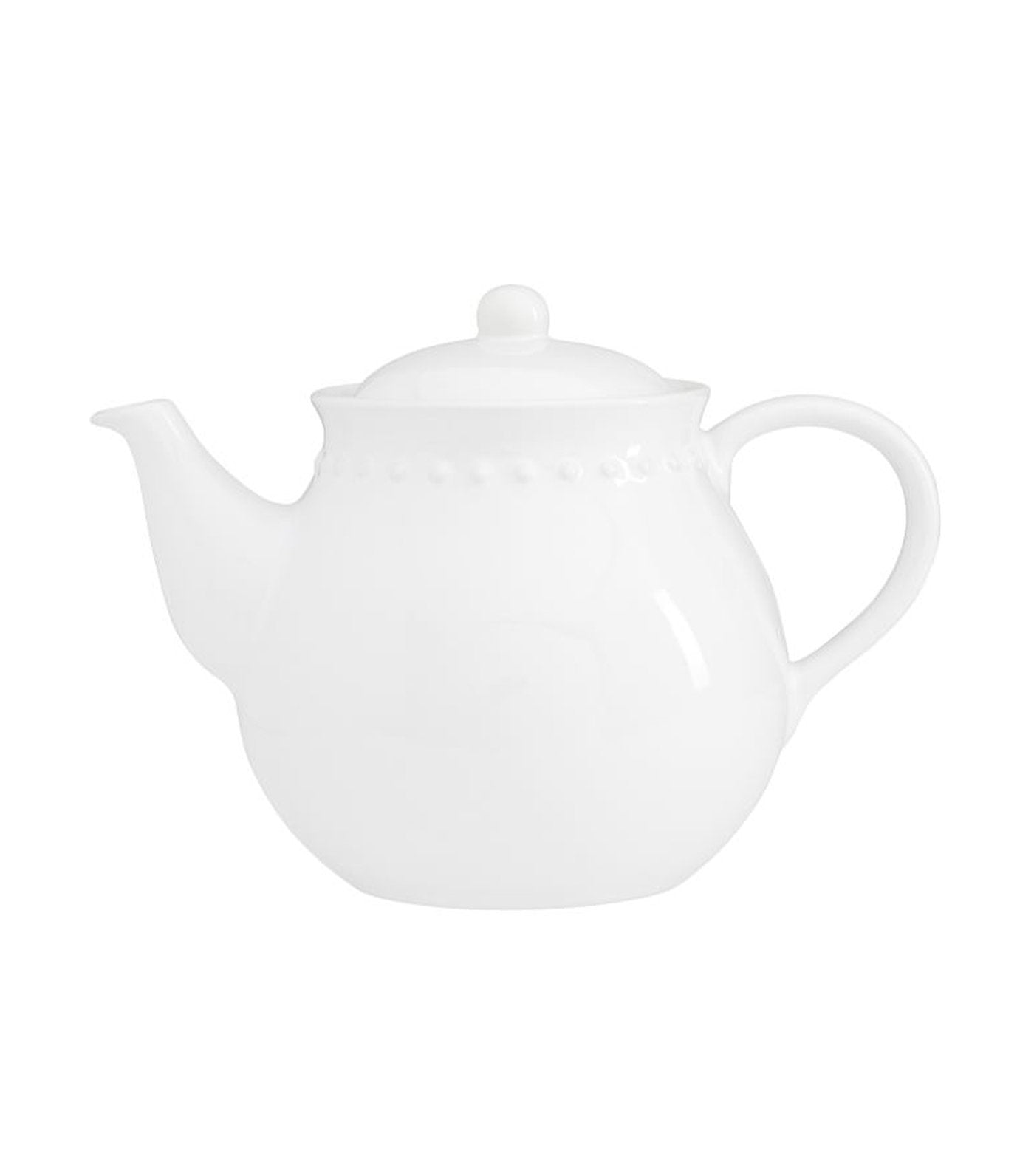 Pottery Barn Emma Stoneware Beaded Teapot - White