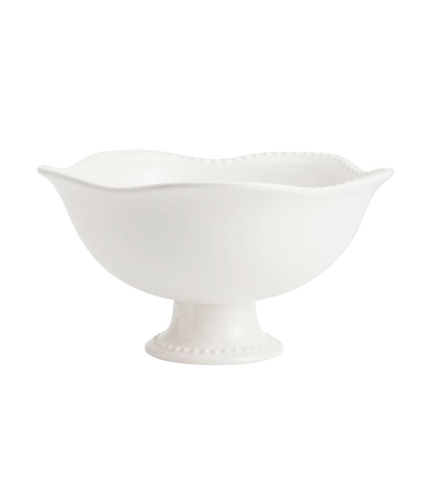 Pottery Barn Emma Stoneware Beaded Footed Serving Bowl - White