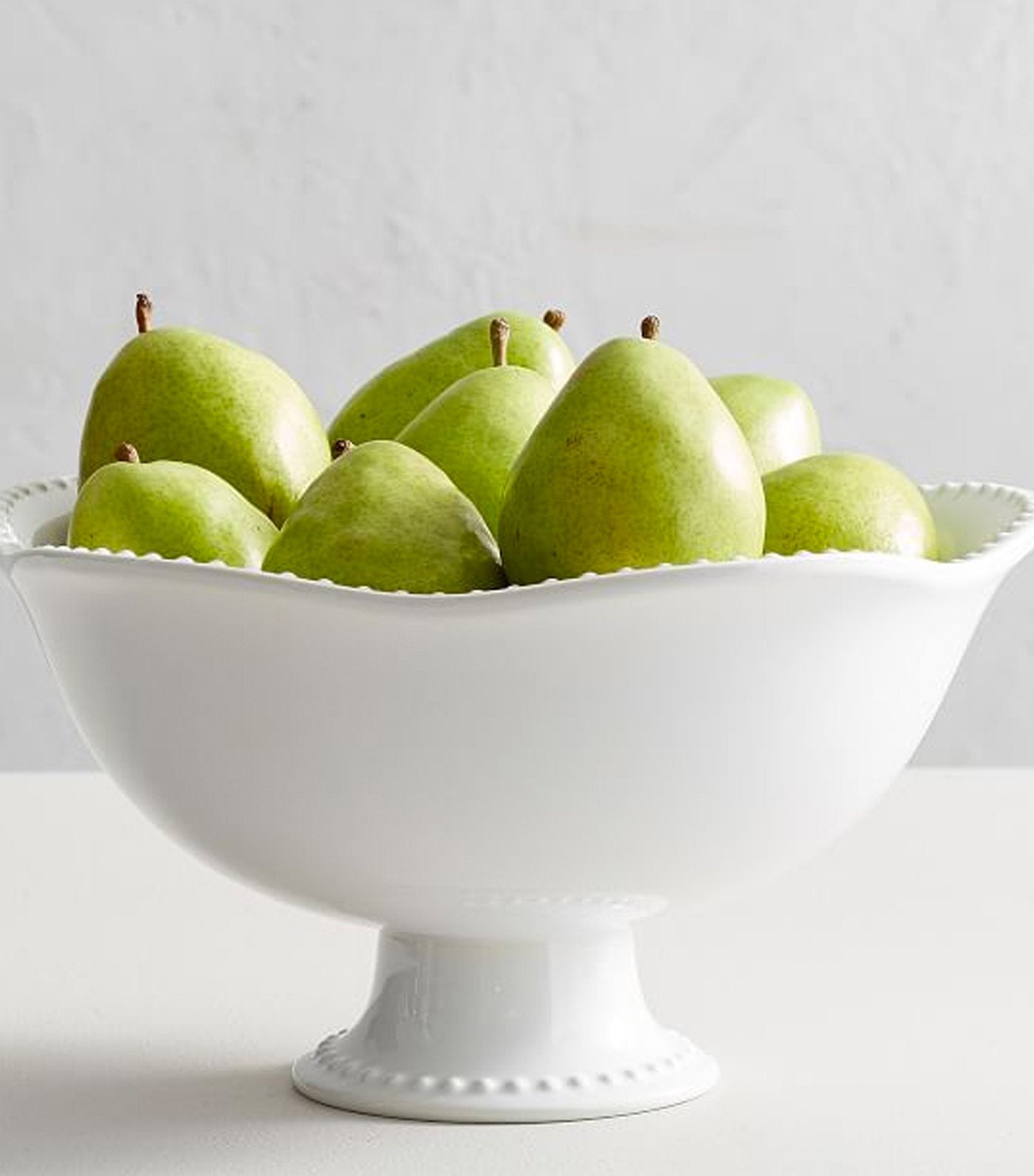 Pottery Barn Emma Stoneware Beaded Footed Serving Bowl - White