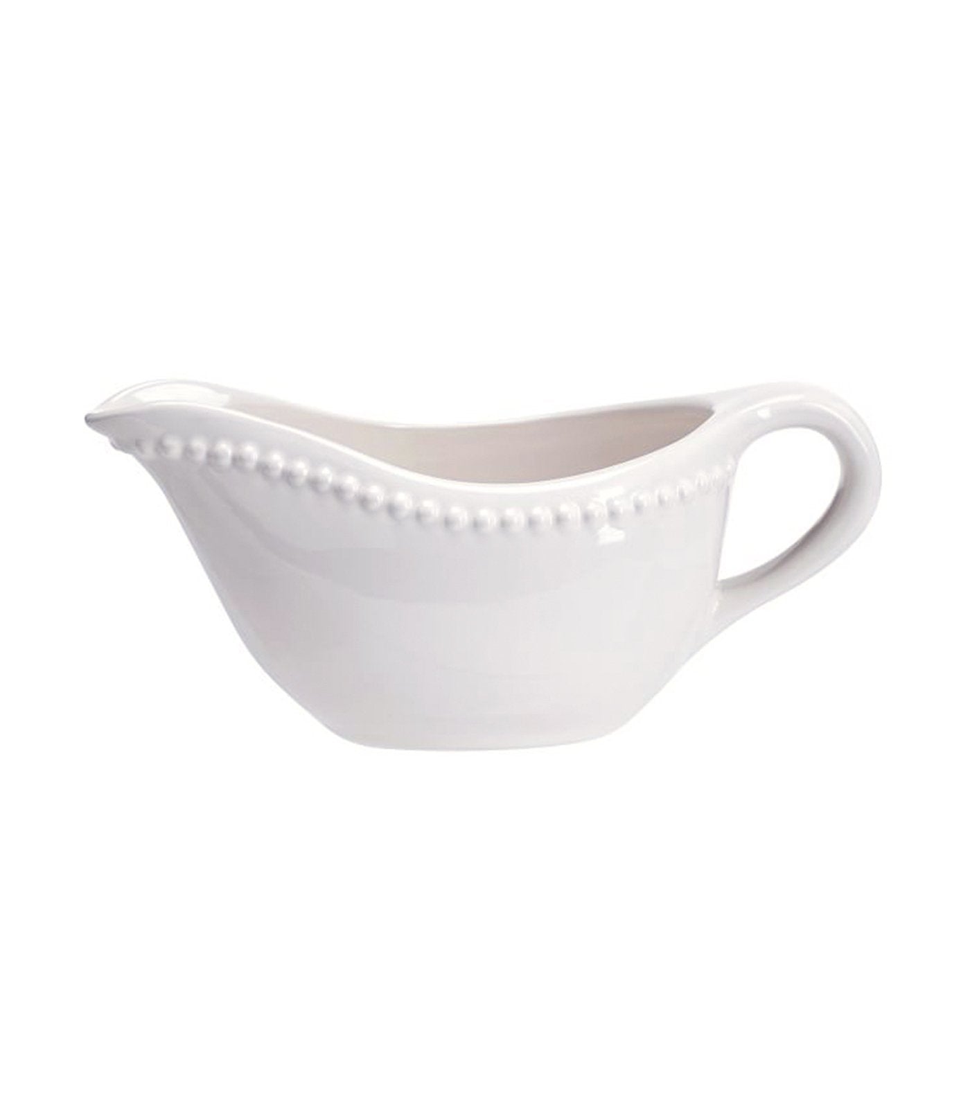 Emma Stoneware Beaded Gravy Boat - White