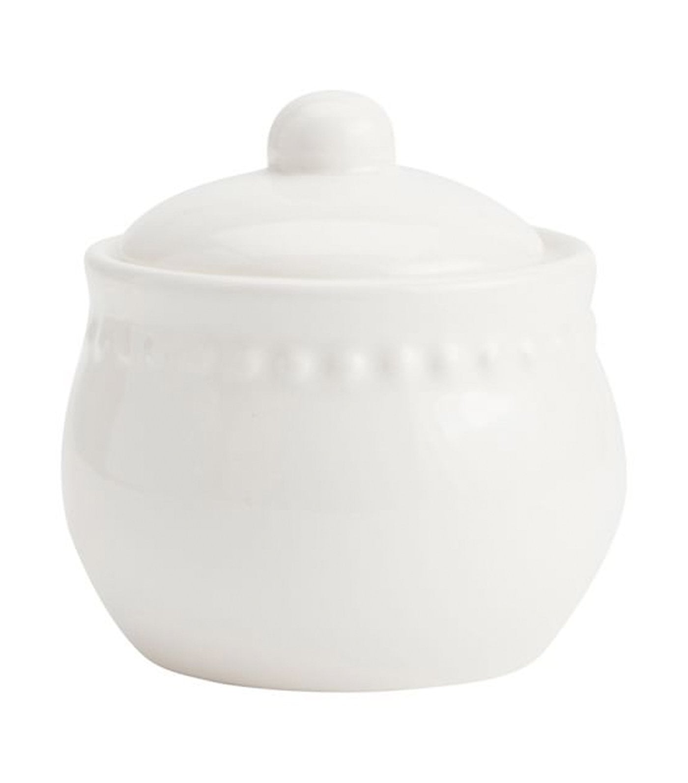 Pottery Barn Emma Stoneware Beaded Sugar Bowl - White
