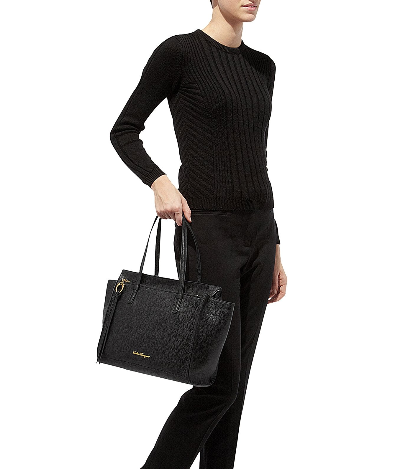 Double Handle Tote Bag Black