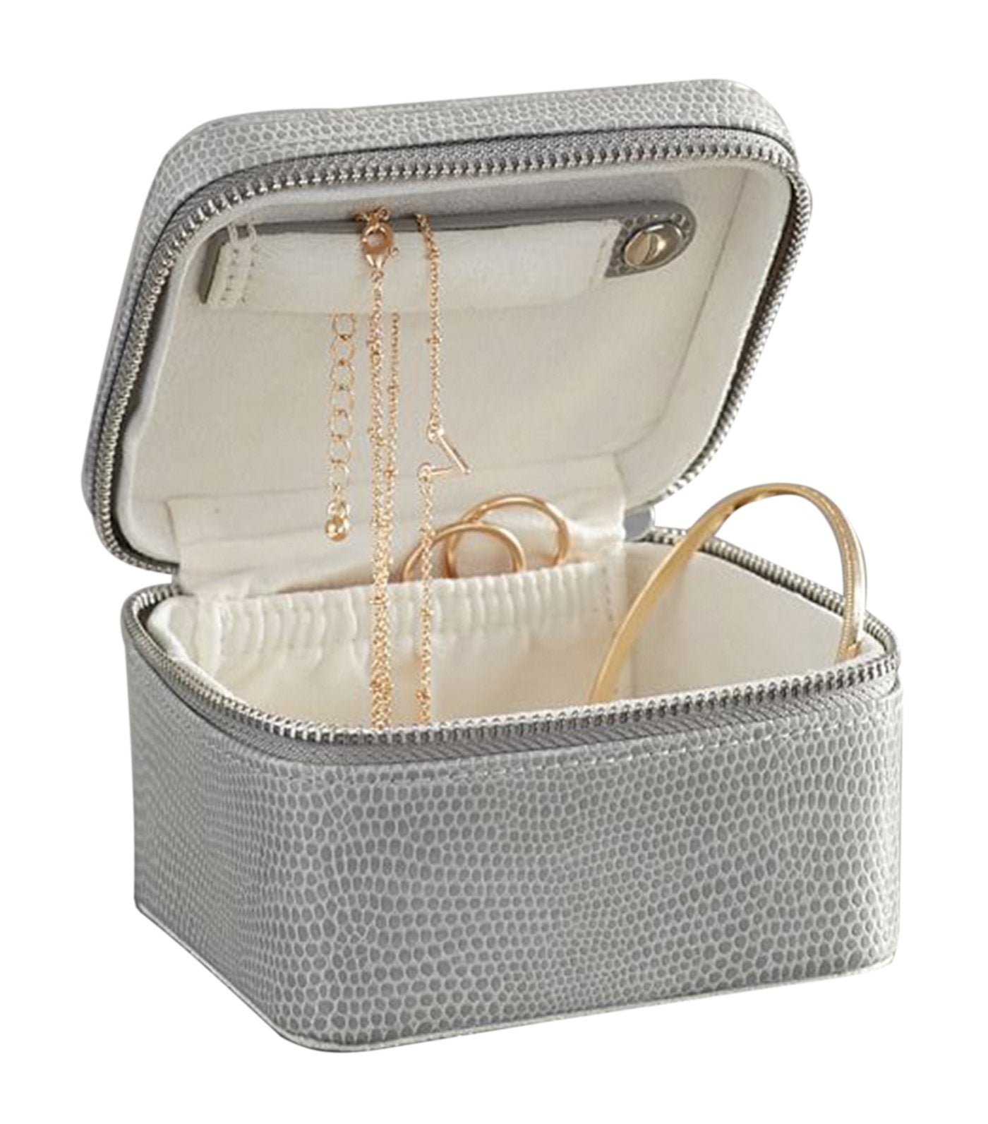 pottery barn mckenna gray leather small travel jewelry case