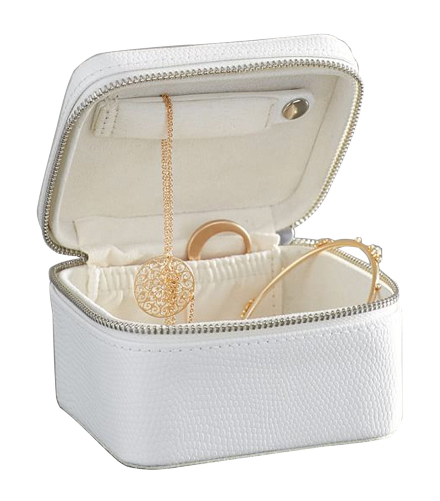 pottery barn mckenna white leather small travel jewelry case