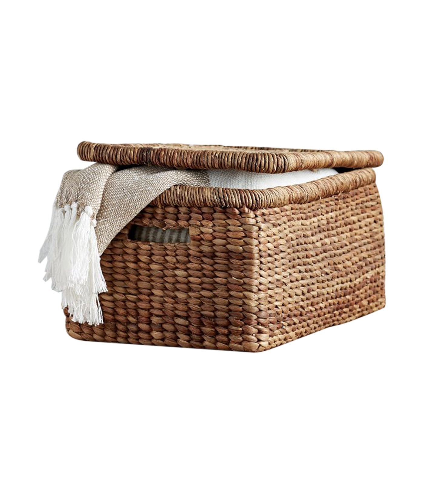 pottery barn beachcomber handwoven seagrass lidded basket