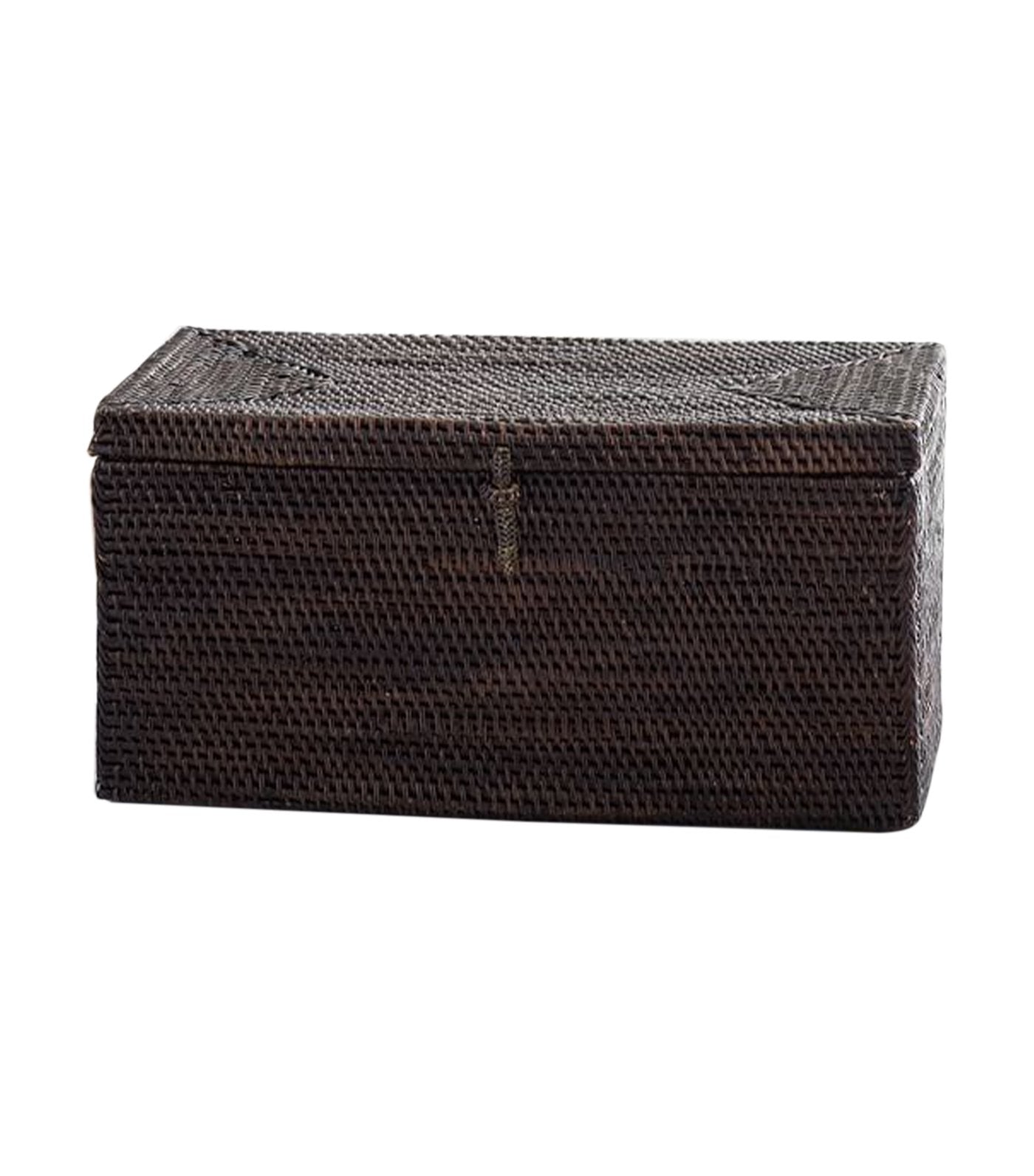 Pottery Barn Tava Bath Accessories Lidded Box - Espresso