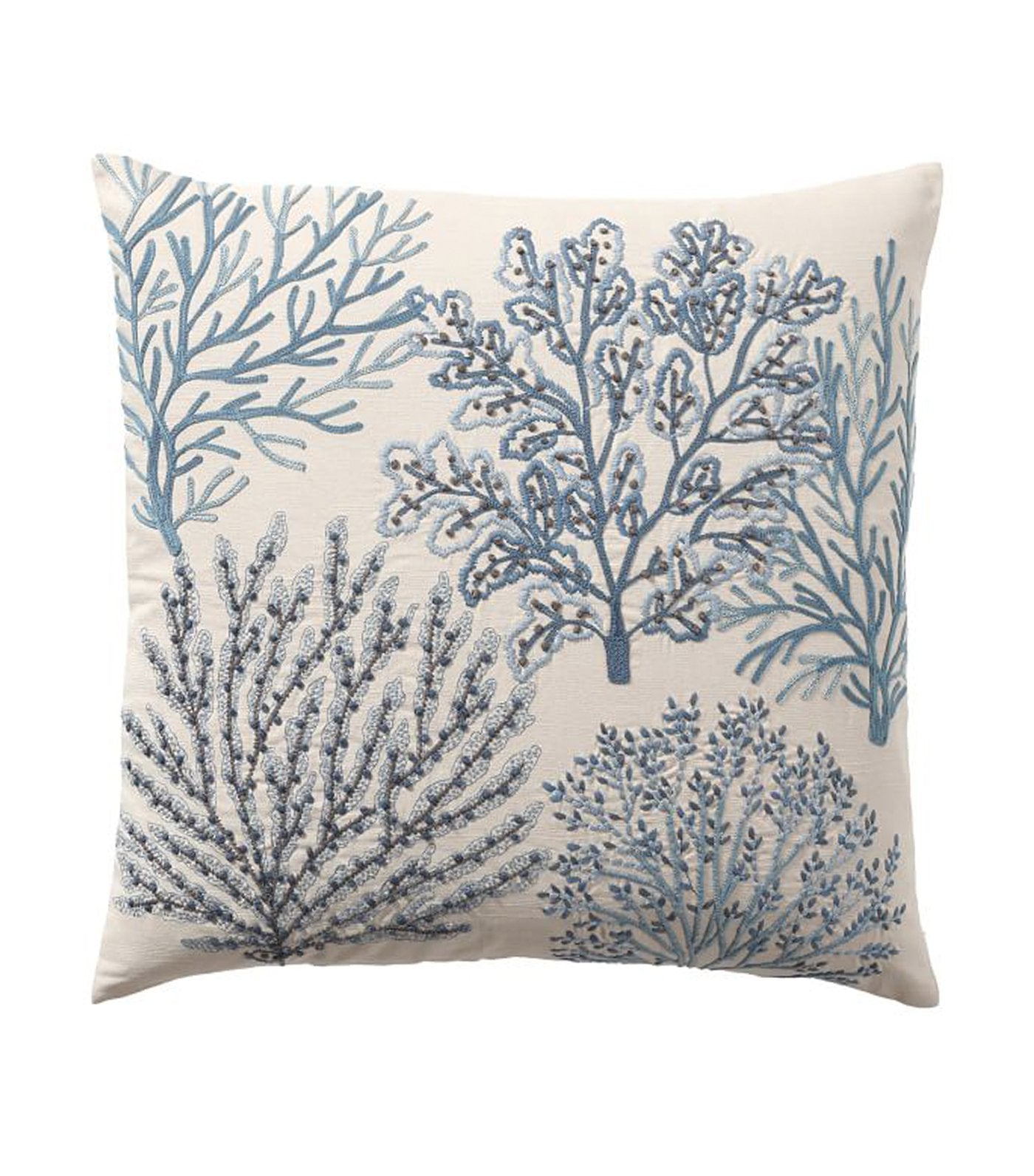 pottery barn layered coral embroidered pillow cover