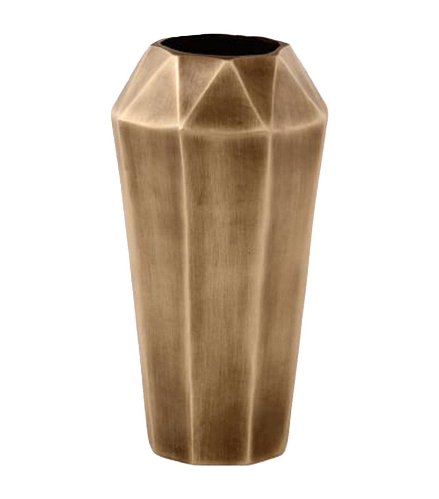 west elm faceted antique brass metal vase