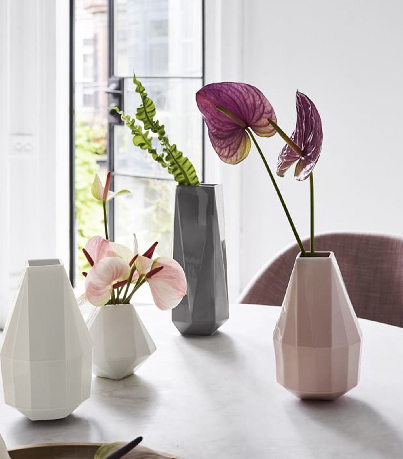 west elm white faceted porcelain vase