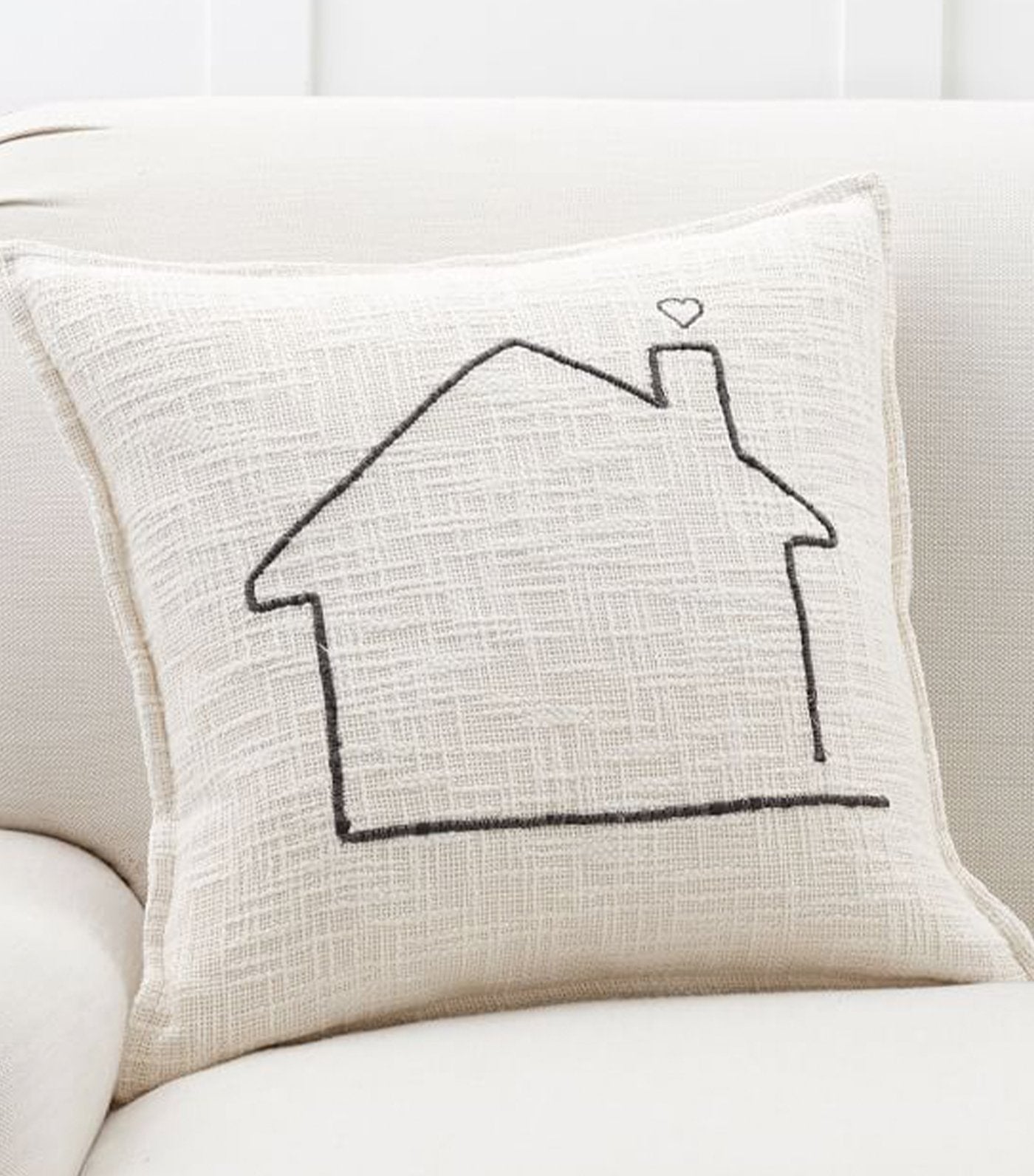 pottery barn family home embroidered pillow cover